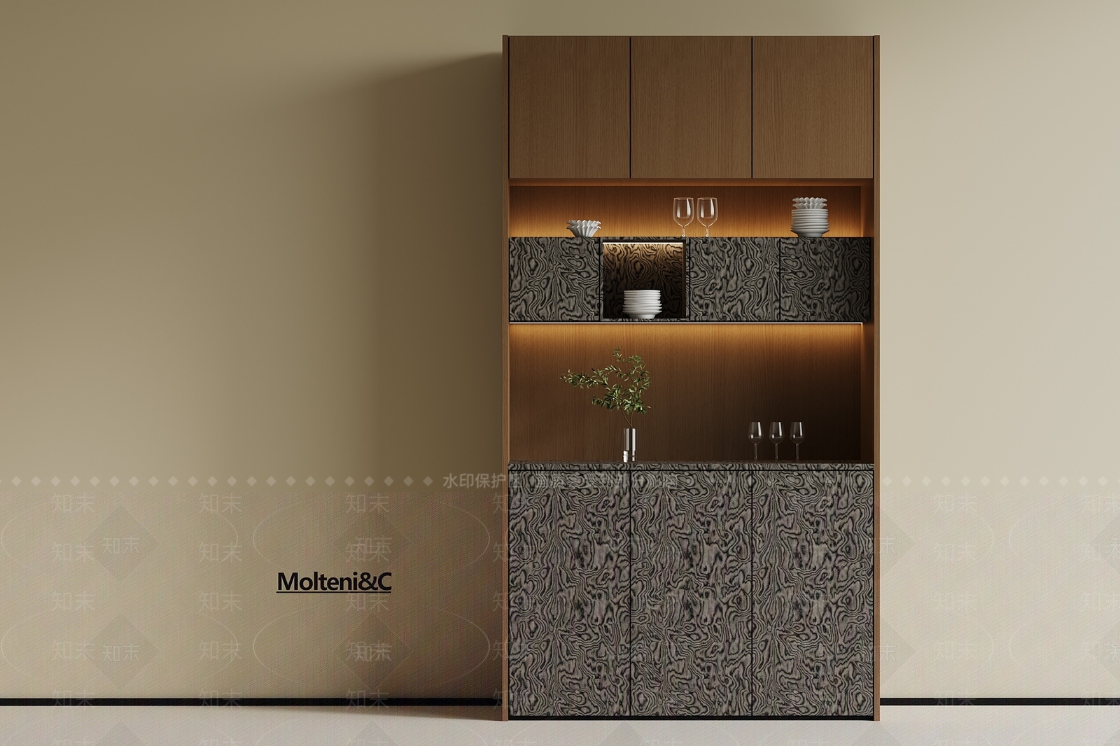 现代意式酒柜3D模型下载【ID:1193950494】