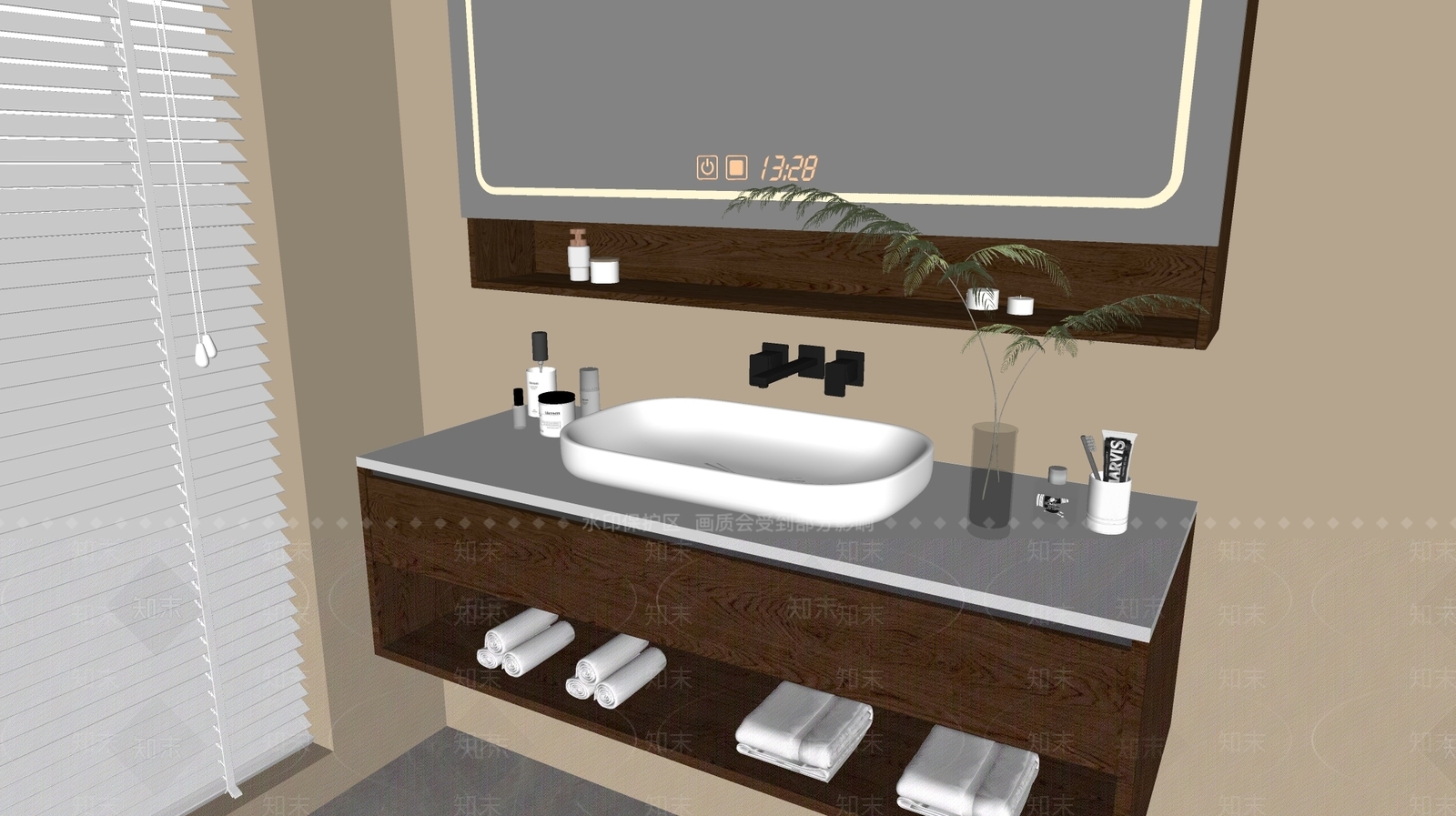 现代浴室柜SU模型下载【ID:1193959660】
