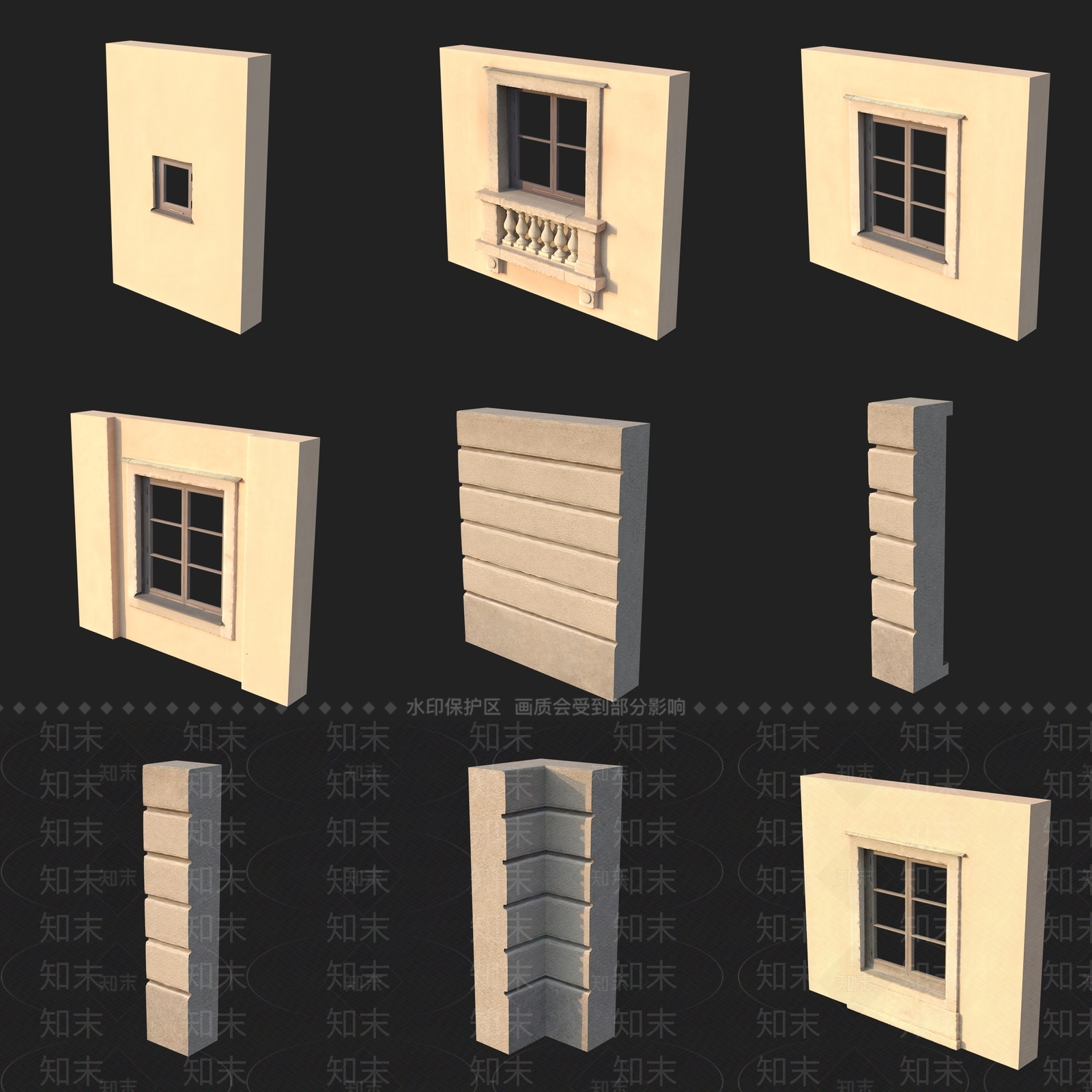 现代柱子3D模型下载【ID:1193964631】