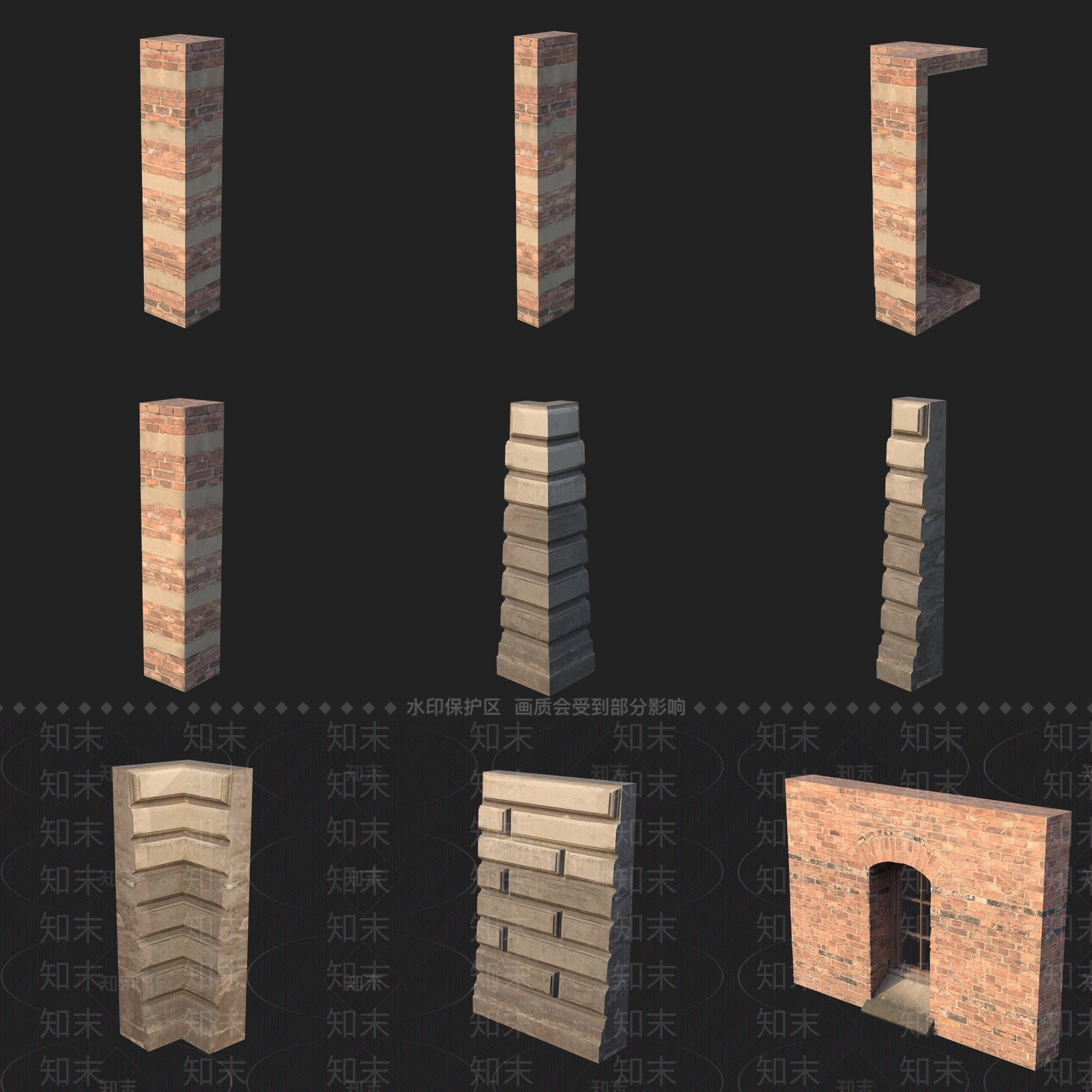 现代柱子3D模型下载【ID:1193965190】
