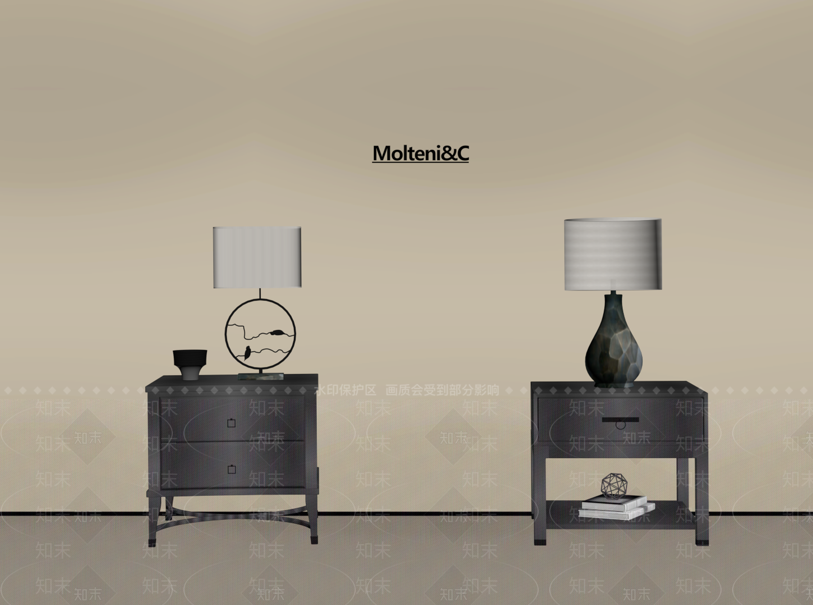 法式复古床头柜SU模型下载【ID:1193966160】