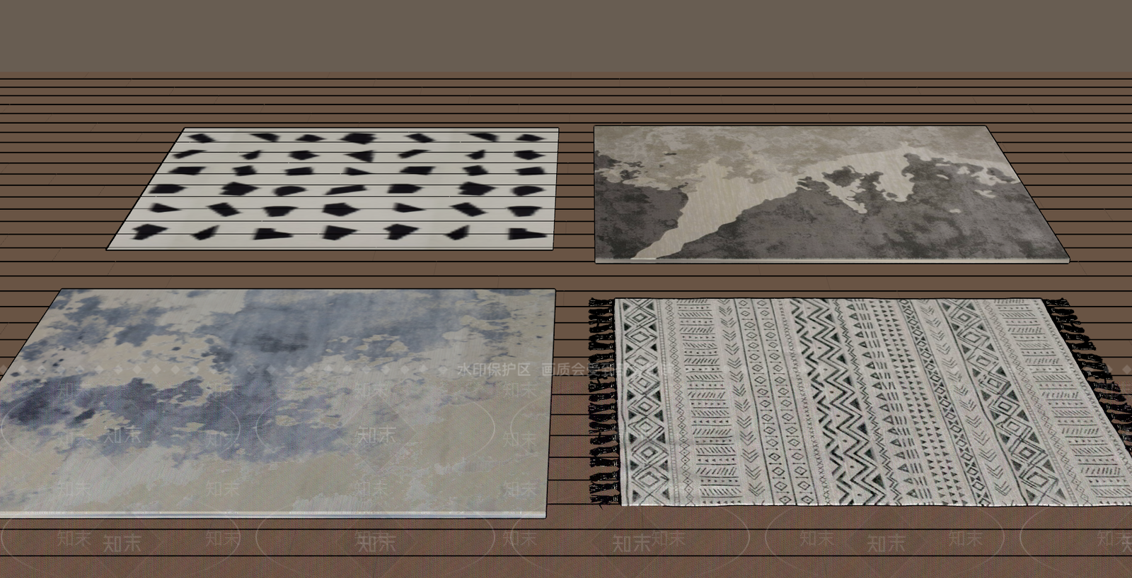 现代极简地毯SU模型下载【ID:1193968541】