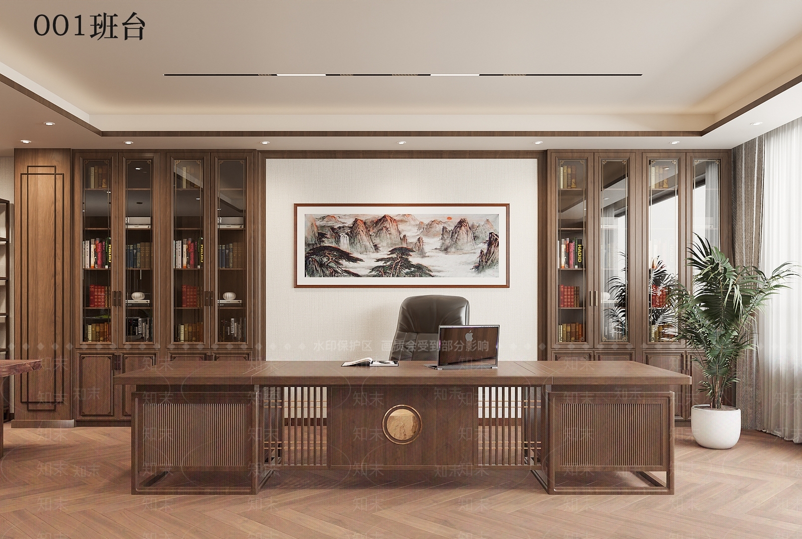 新中式办公室3D模型下载【ID:1215128510】