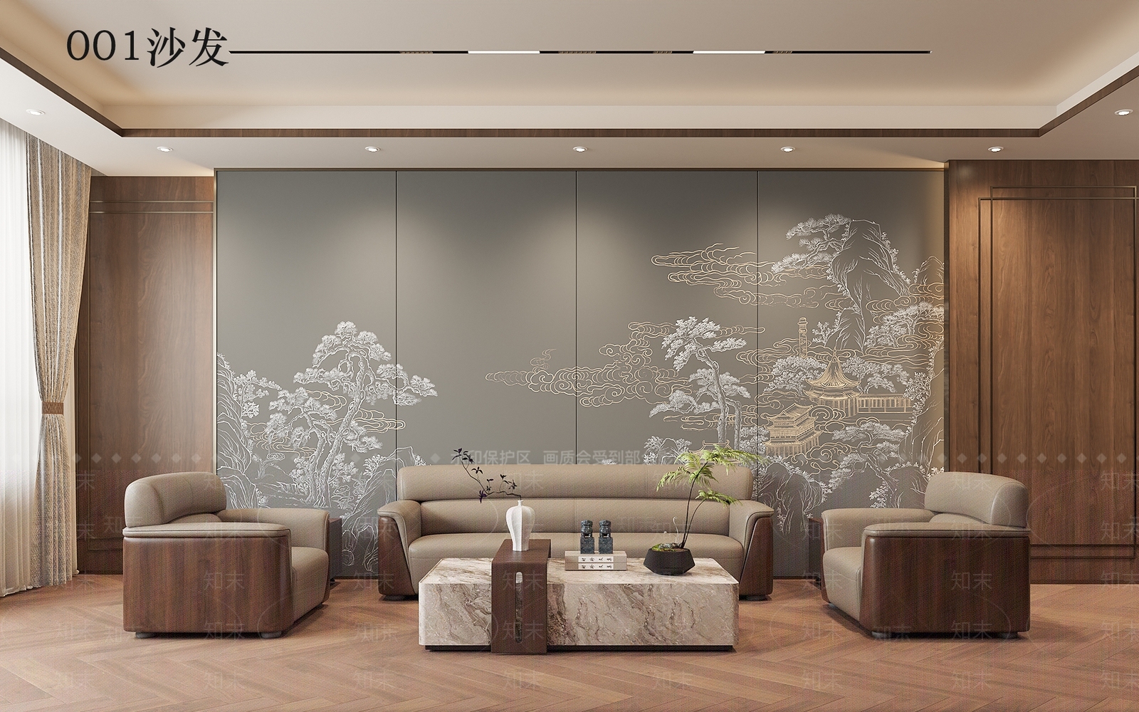 新中式办公室3D模型下载【ID:1215128510】