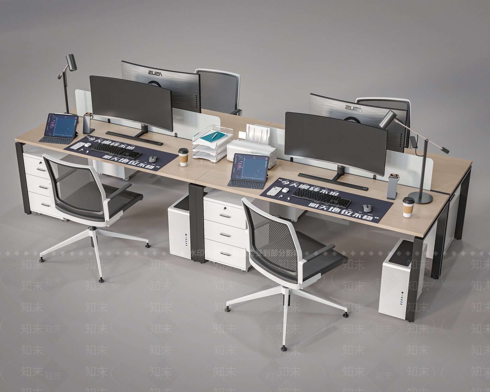 现代办公桌3D模型下载【ID:1193971361】