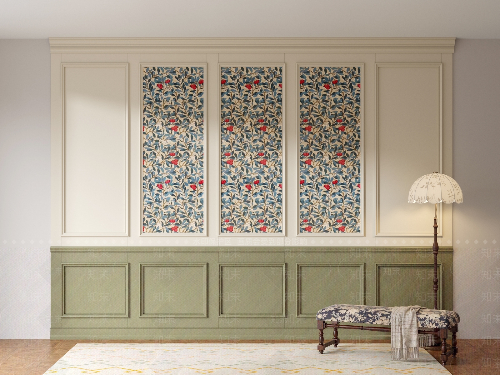 美式法式护墙板SU模型下载【ID:1193973020】