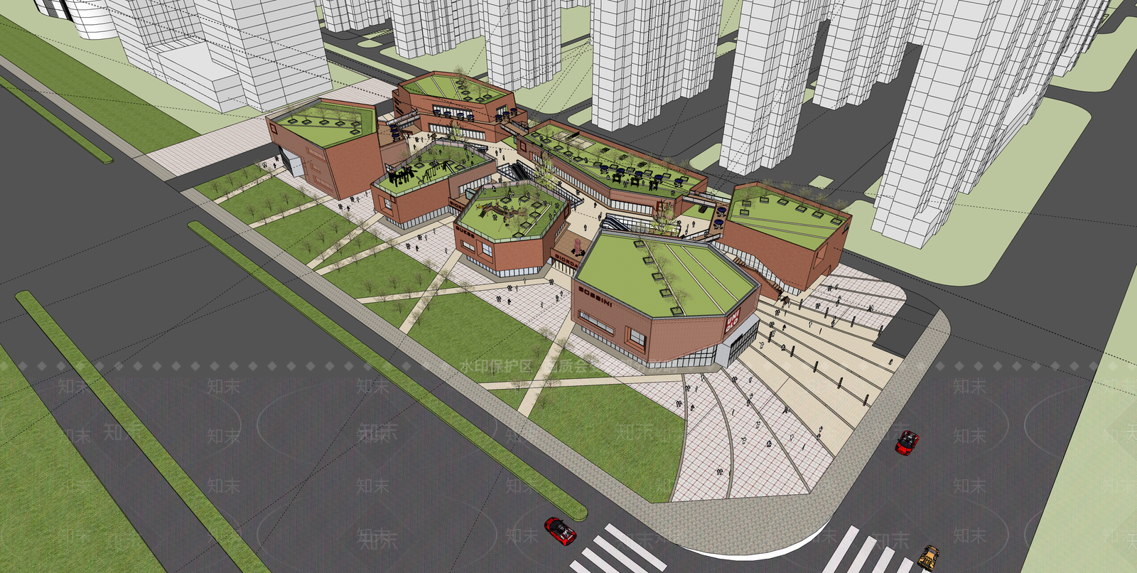 现代商场建筑SU模型下载【ID:1193976547】