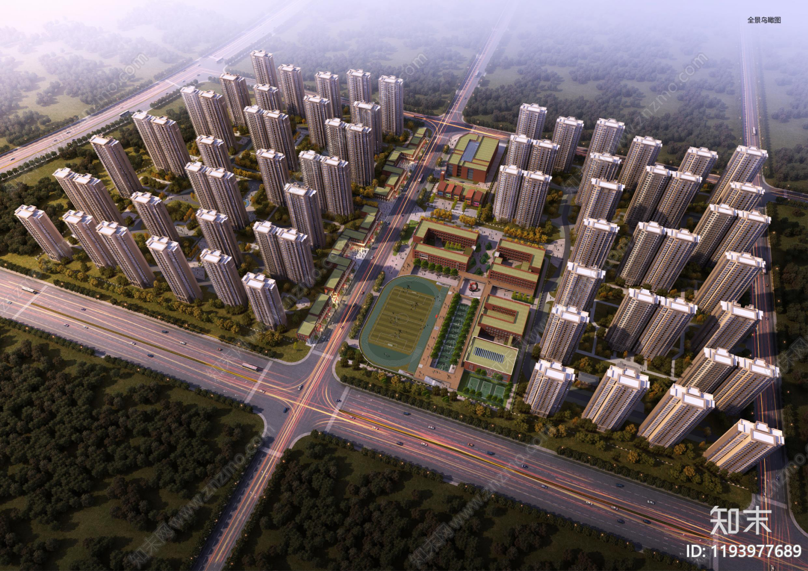 现代新中式小区建筑下载【ID:1193977689】