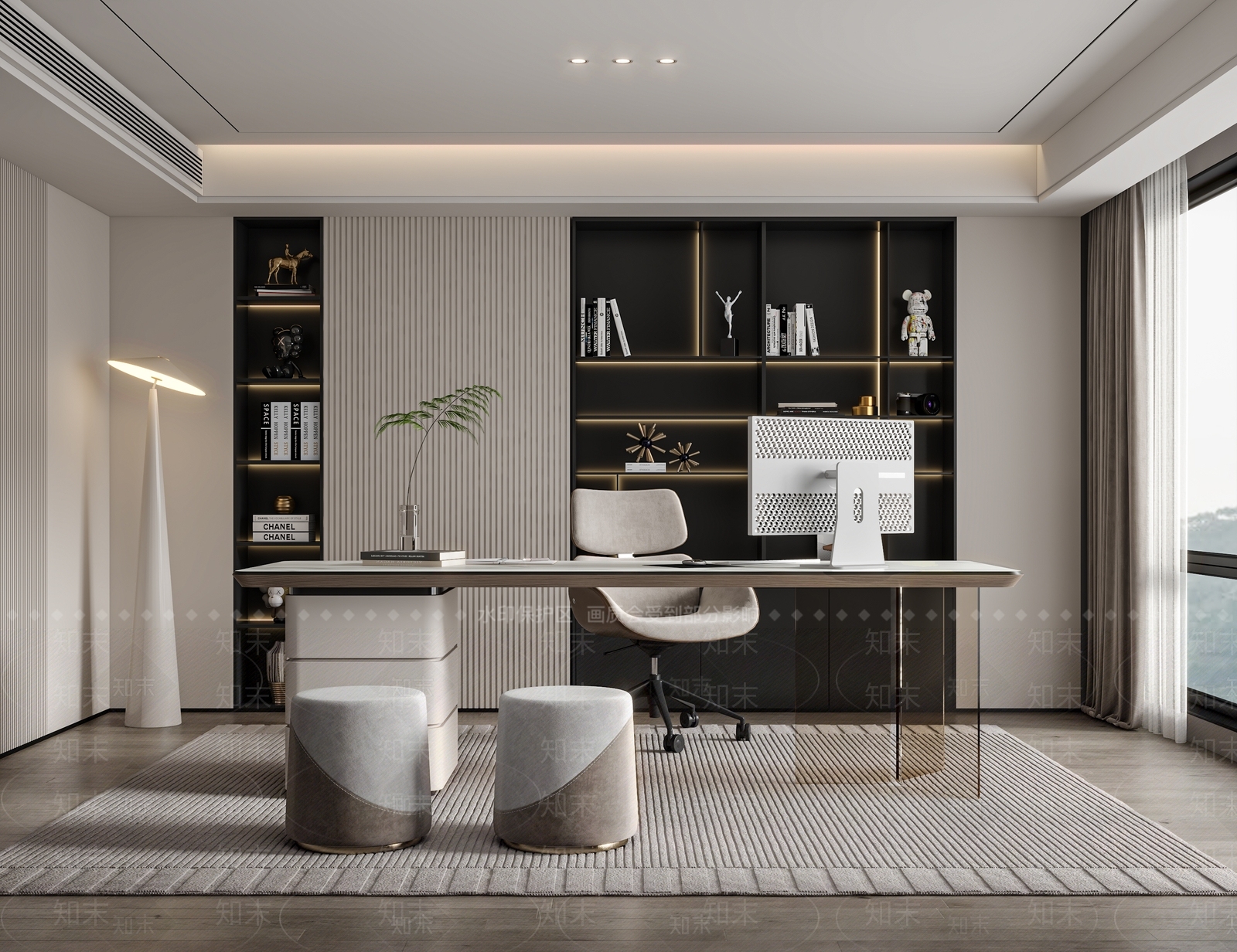 现代意式书房3D模型下载【ID:1193977939】
