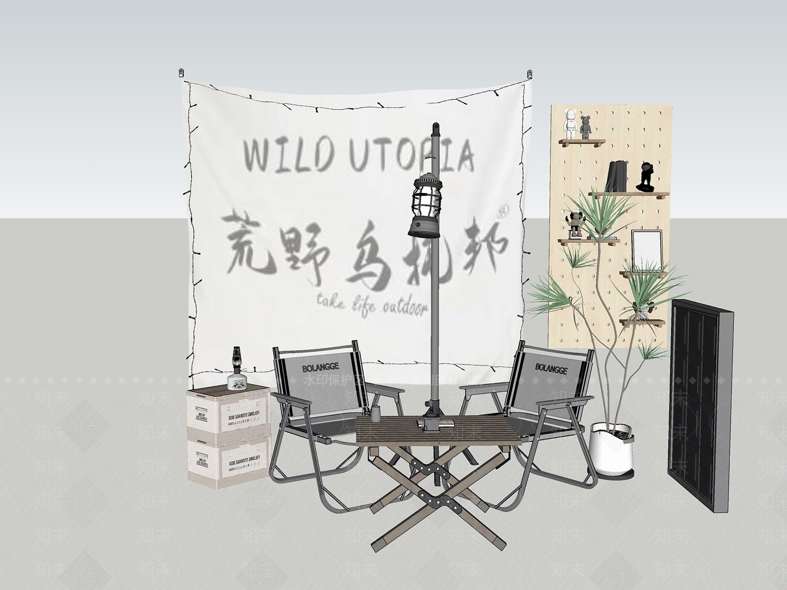 现代户外桌椅SU模型下载【ID:1193985424】