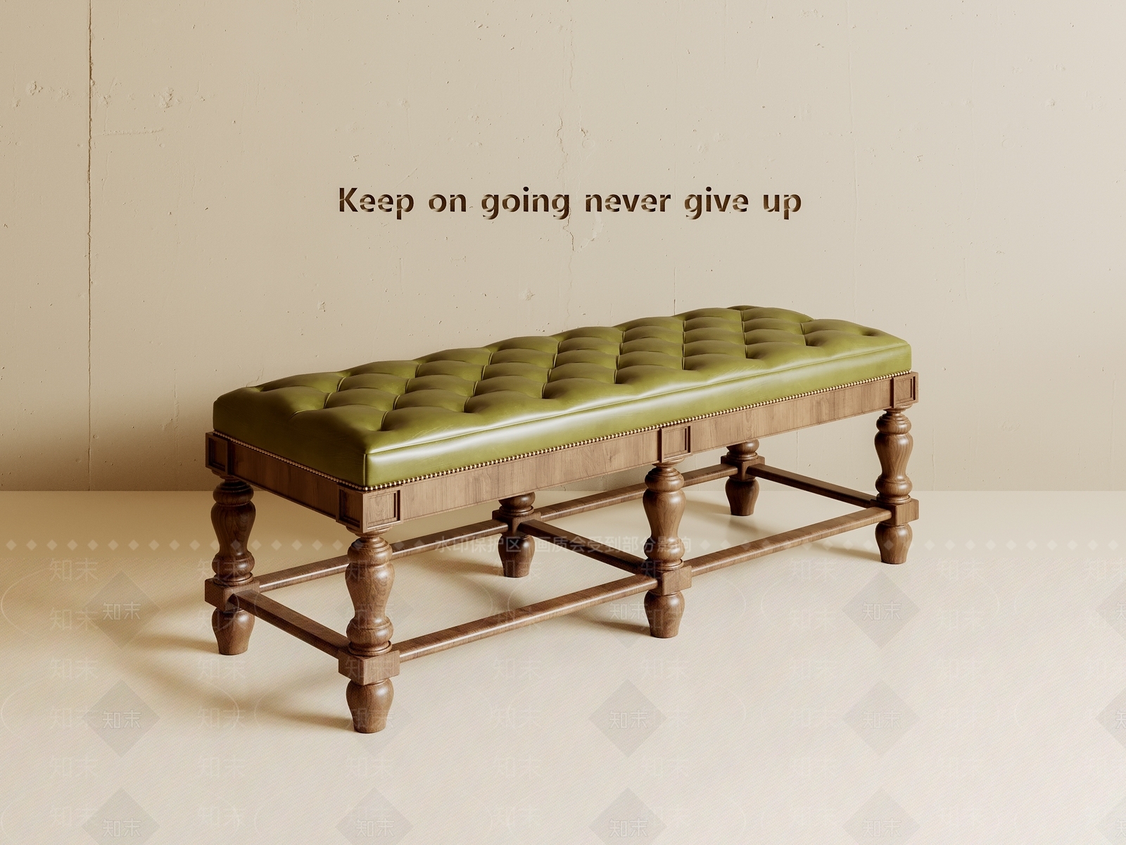 美式复古沙发凳SU模型下载【ID:1193998327】