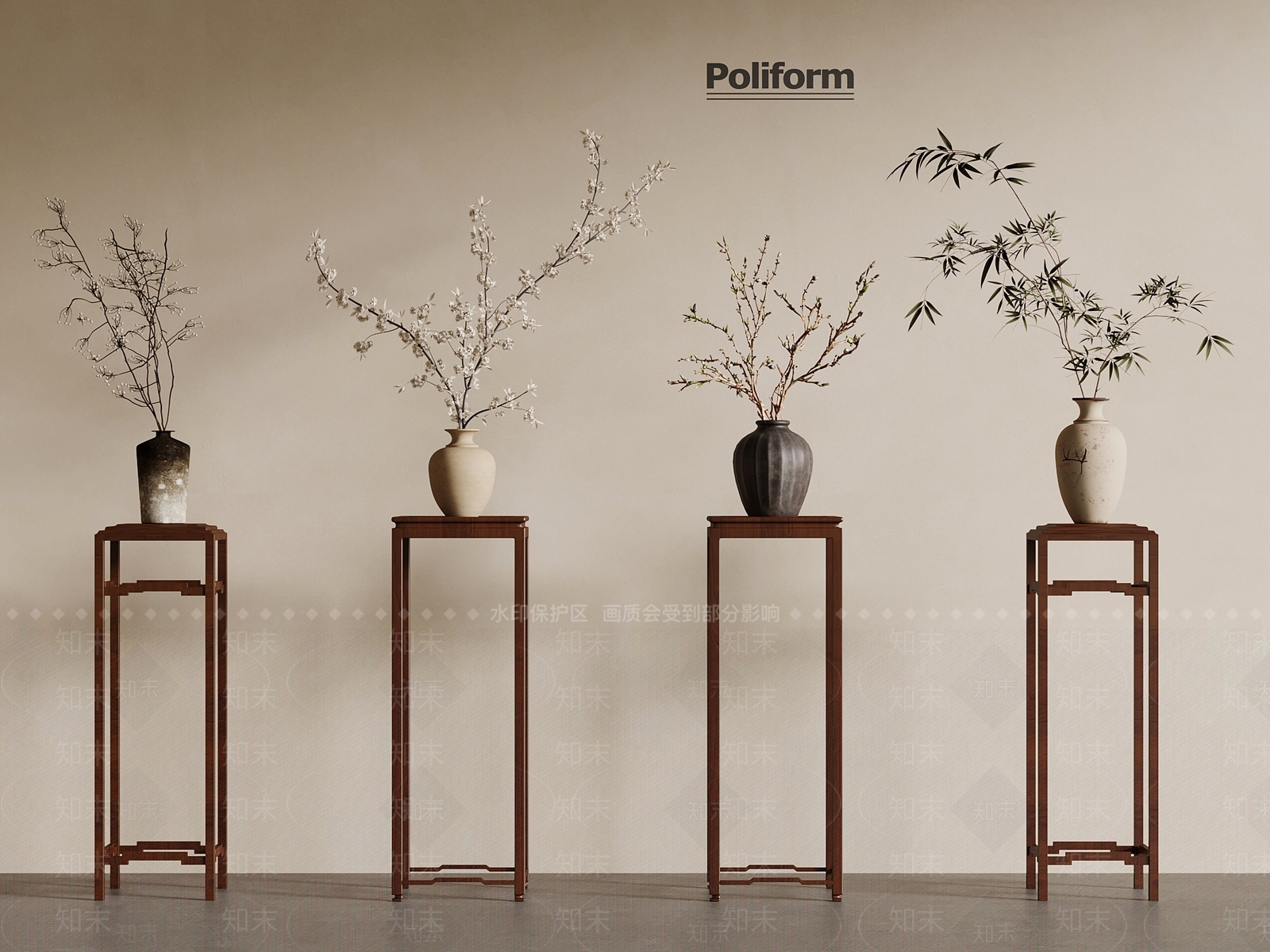 新中式花架3D模型下载【ID:1193998960】