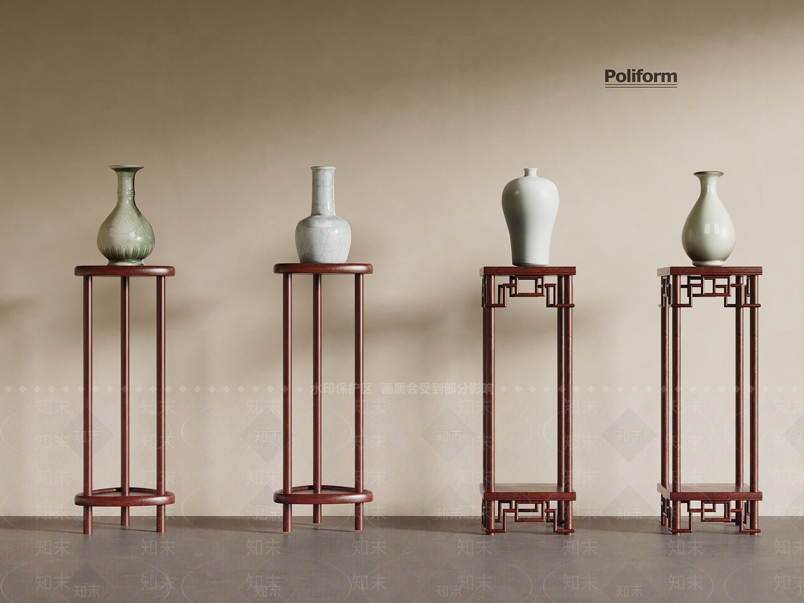 新中式花架3D模型下载【ID:1193999176】