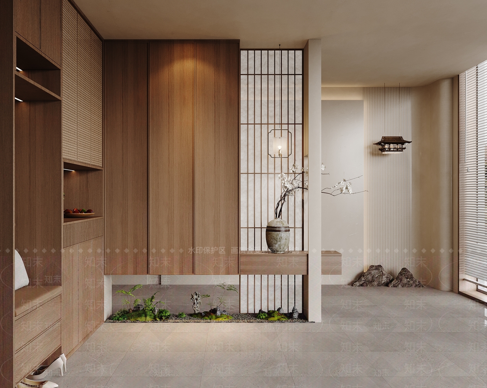 木质隔断柜体玄关柜3D模型下载【ID:1227559564】