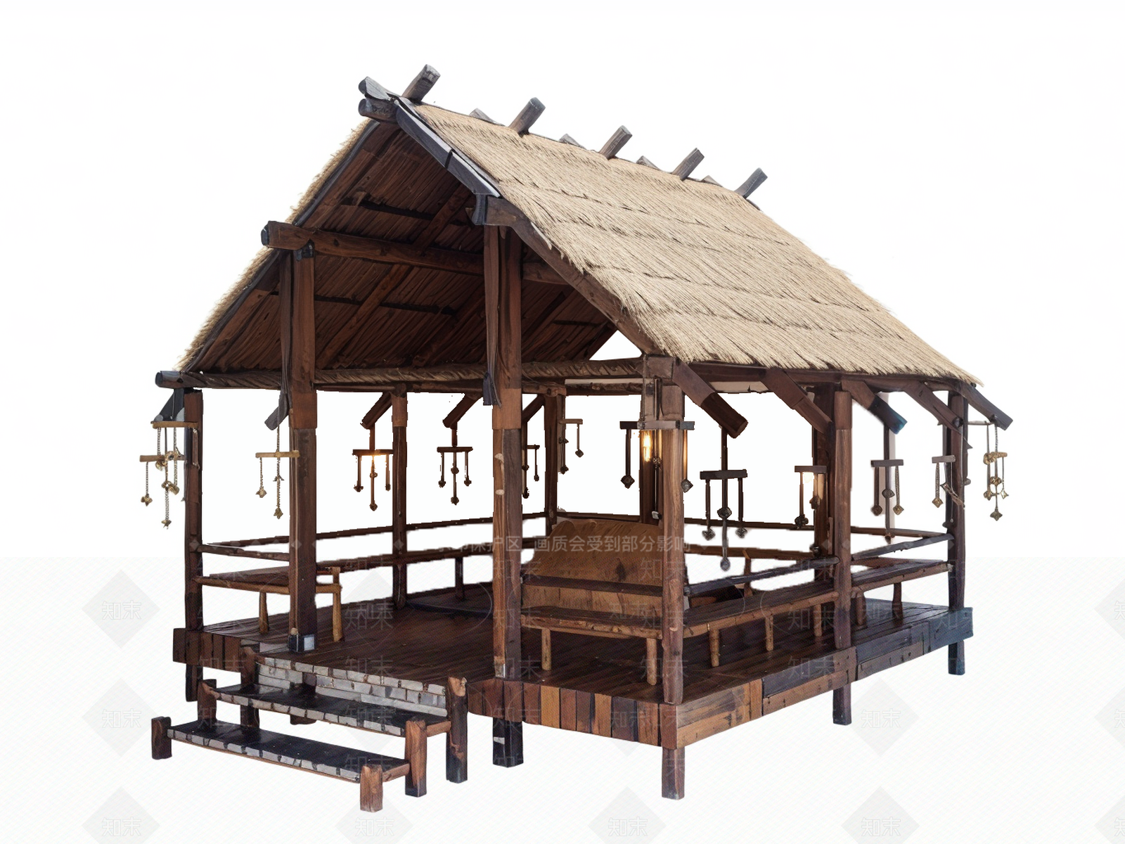 现代中式木屋SU模型下载【ID:1194005295】