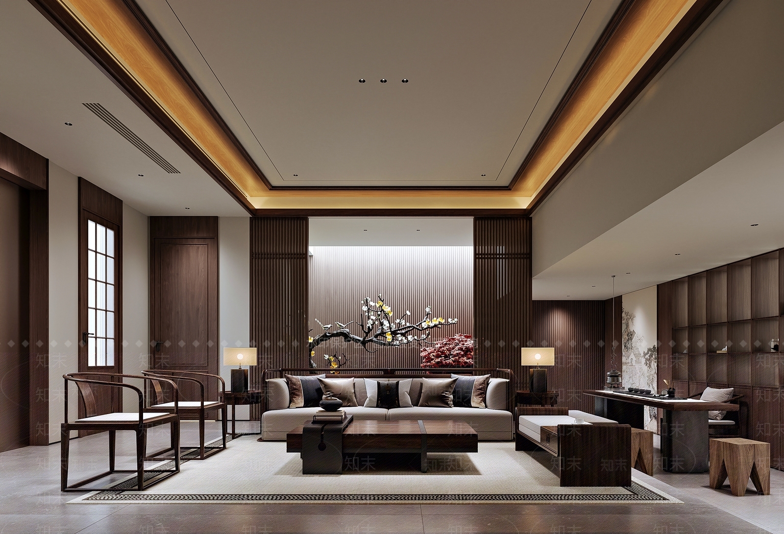 新中式别墅客厅3D模型下载【ID:1194009752】