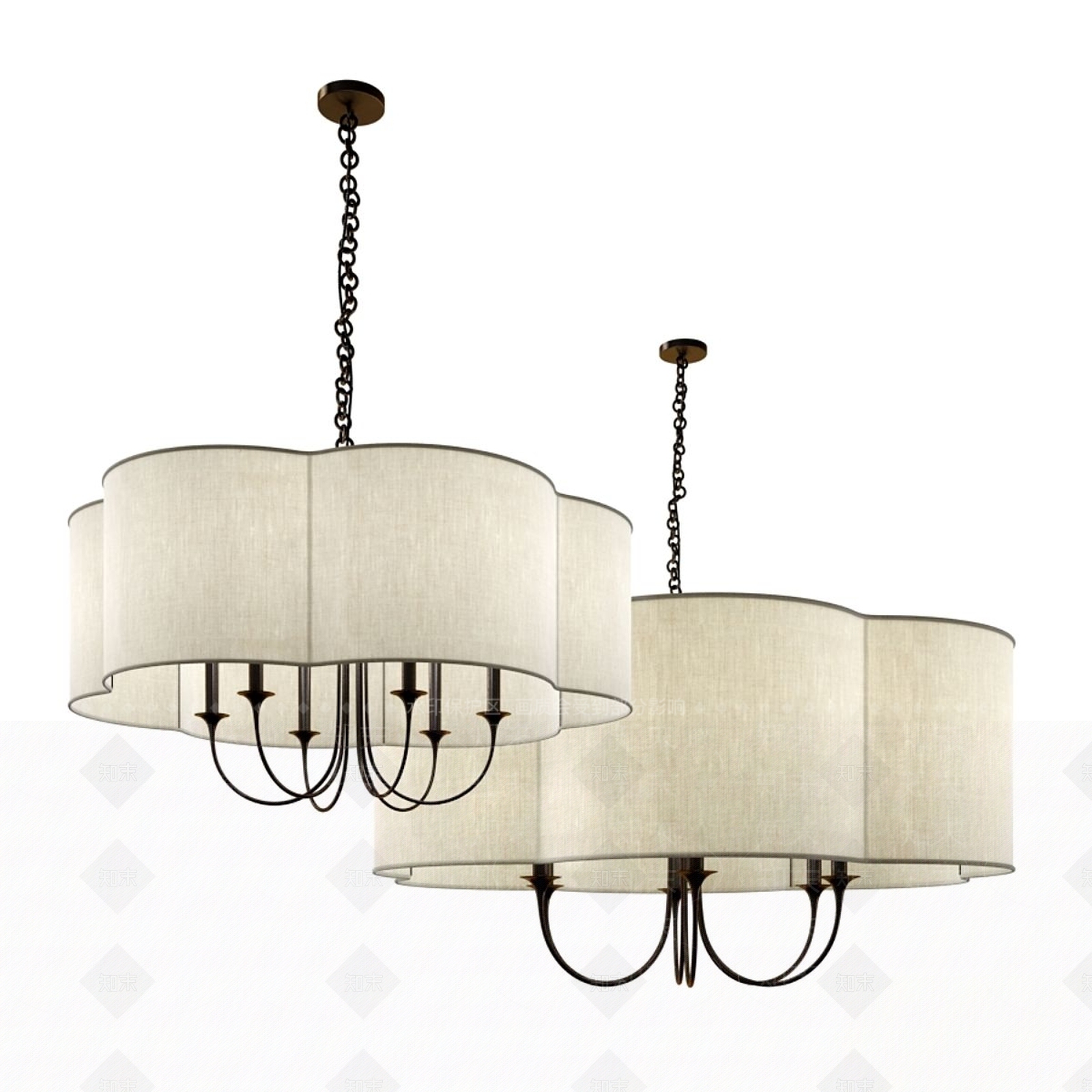 美式客厅吊灯3D模型下载【ID:1194009945】
