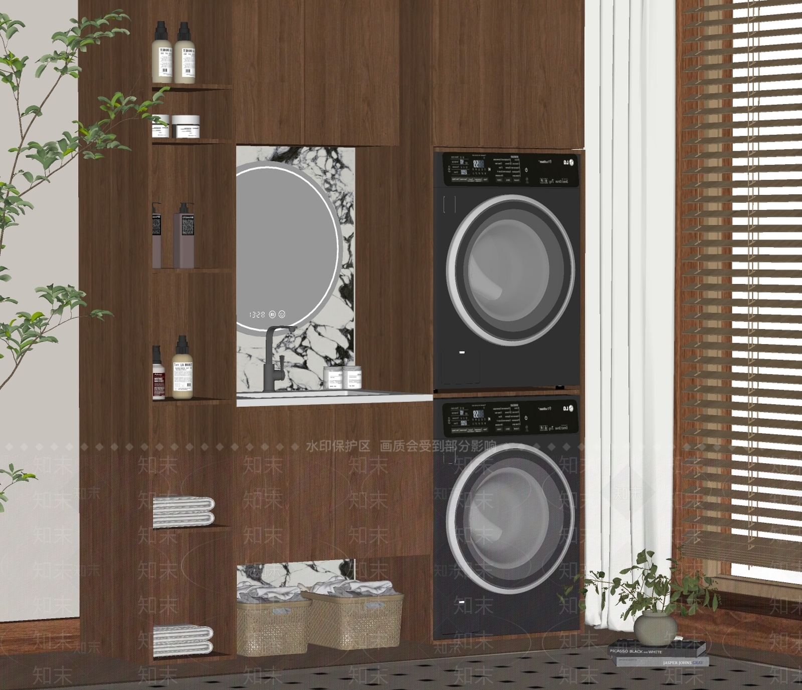 现代洗衣机柜SU模型下载【ID:1194014355】