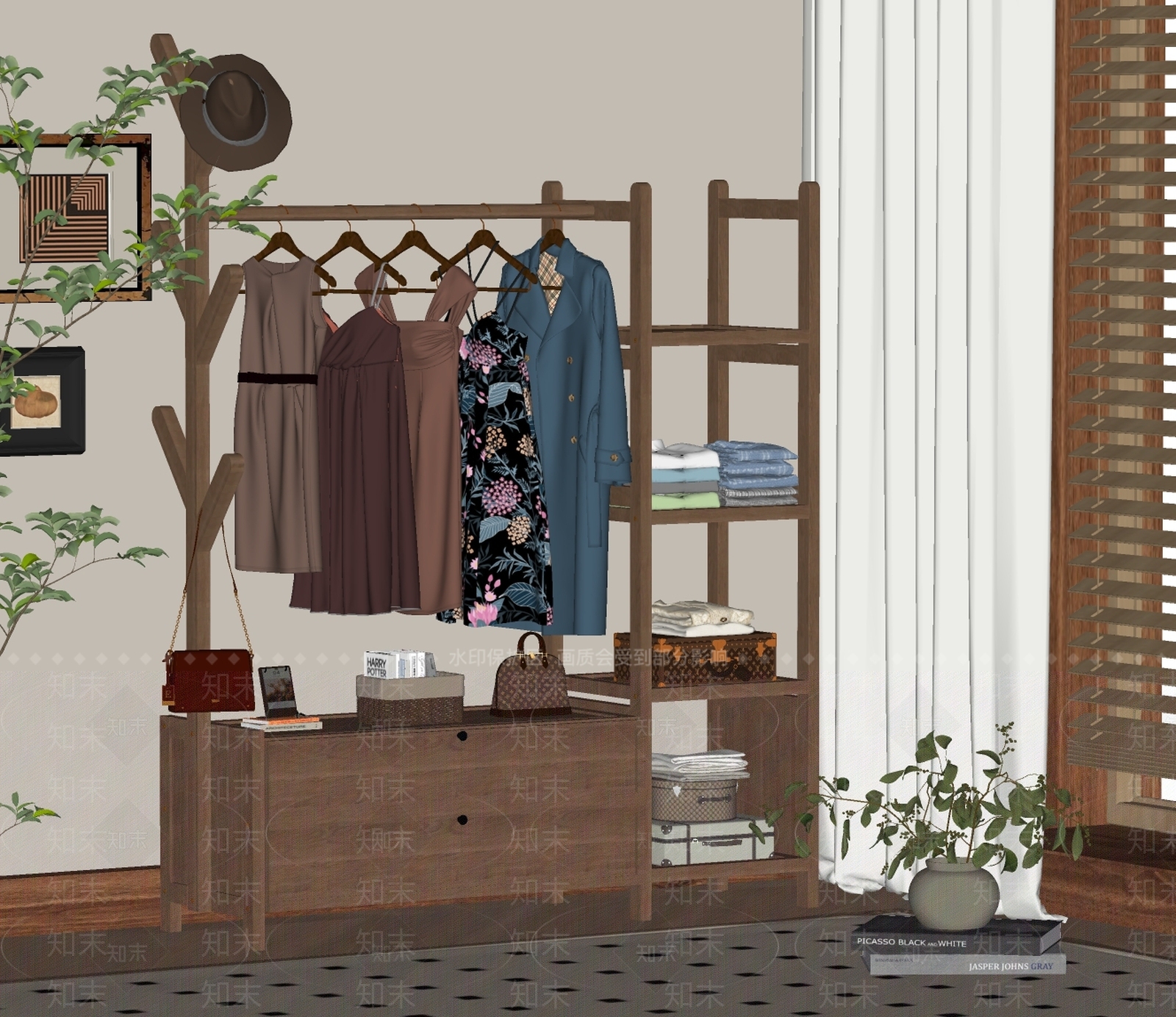 现代衣架SU模型下载【ID:1194016261】
