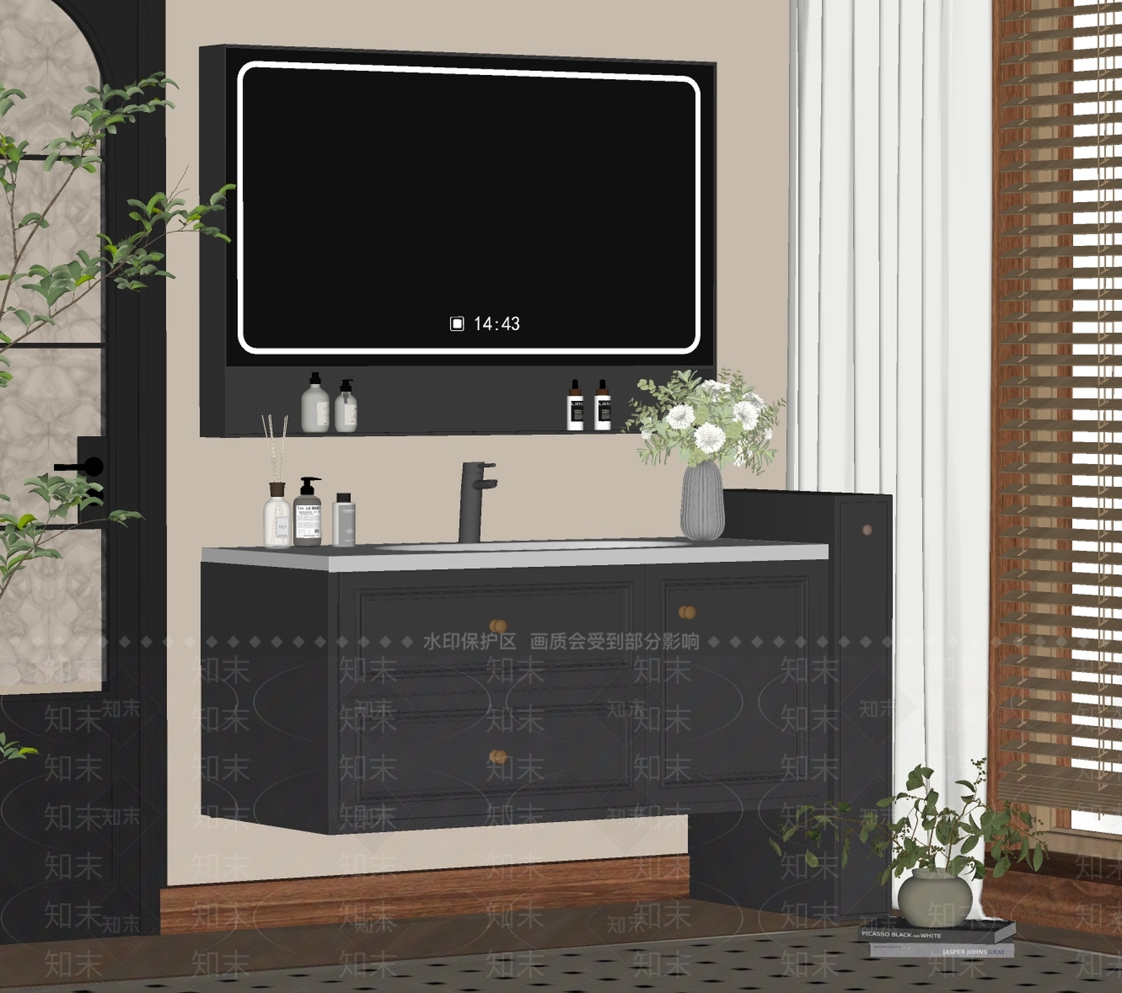 法式浴室柜SU模型下载【ID:1194020682】