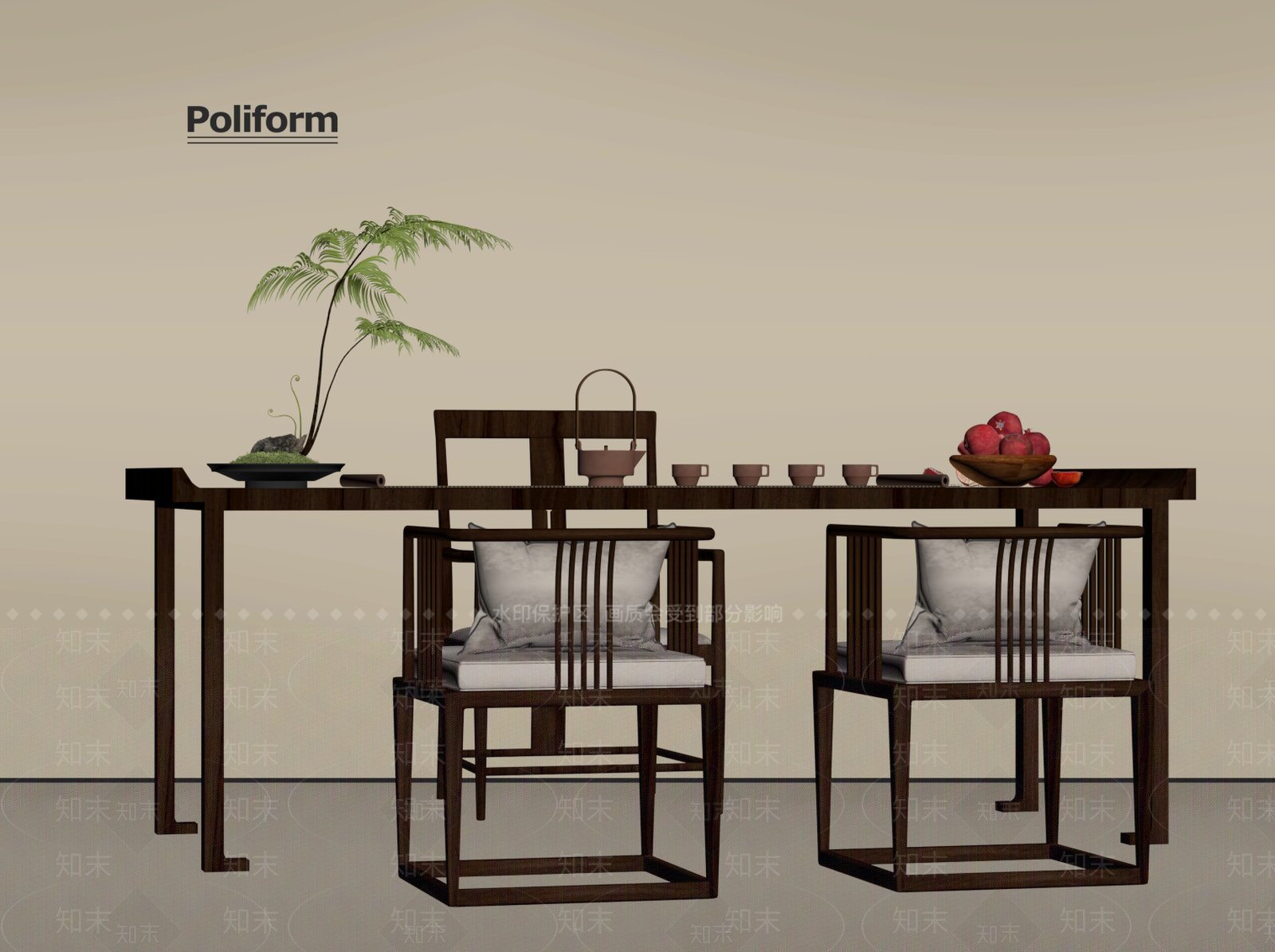 新中式茶桌椅SU模型下载【ID:1194022836】