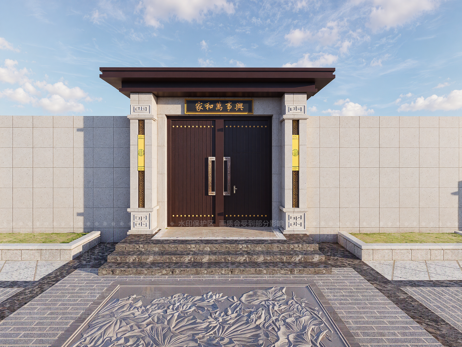 新中式别墅庭院SU模型下载【ID:1194024940】