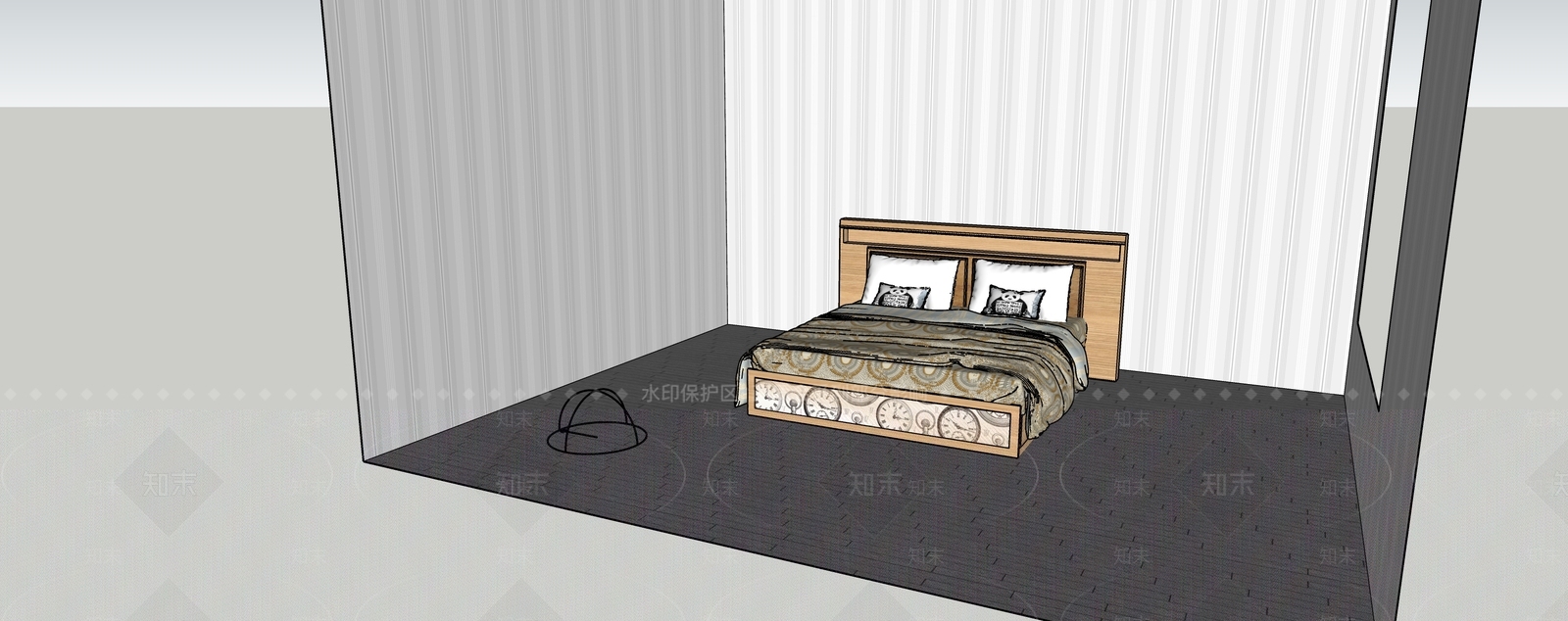 轻奢双人床SU模型下载【ID:1194026480】