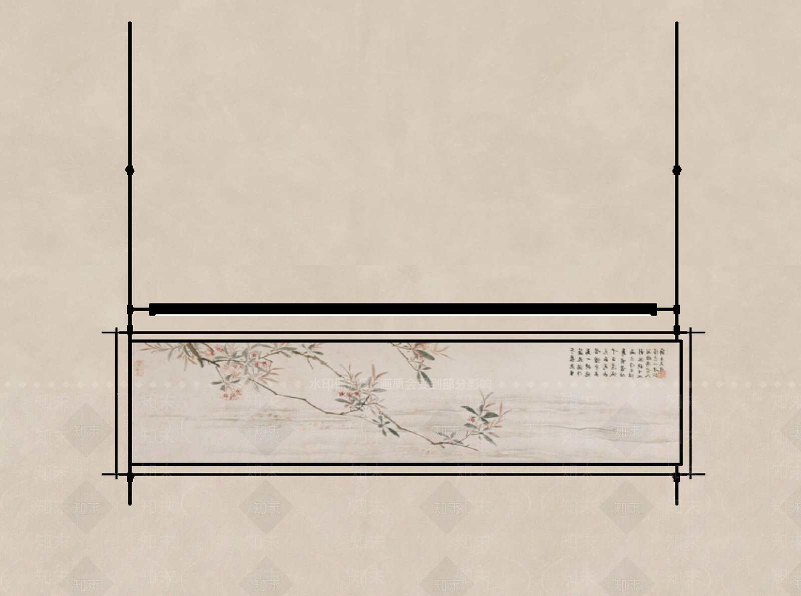 新中式挂画SU模型草图