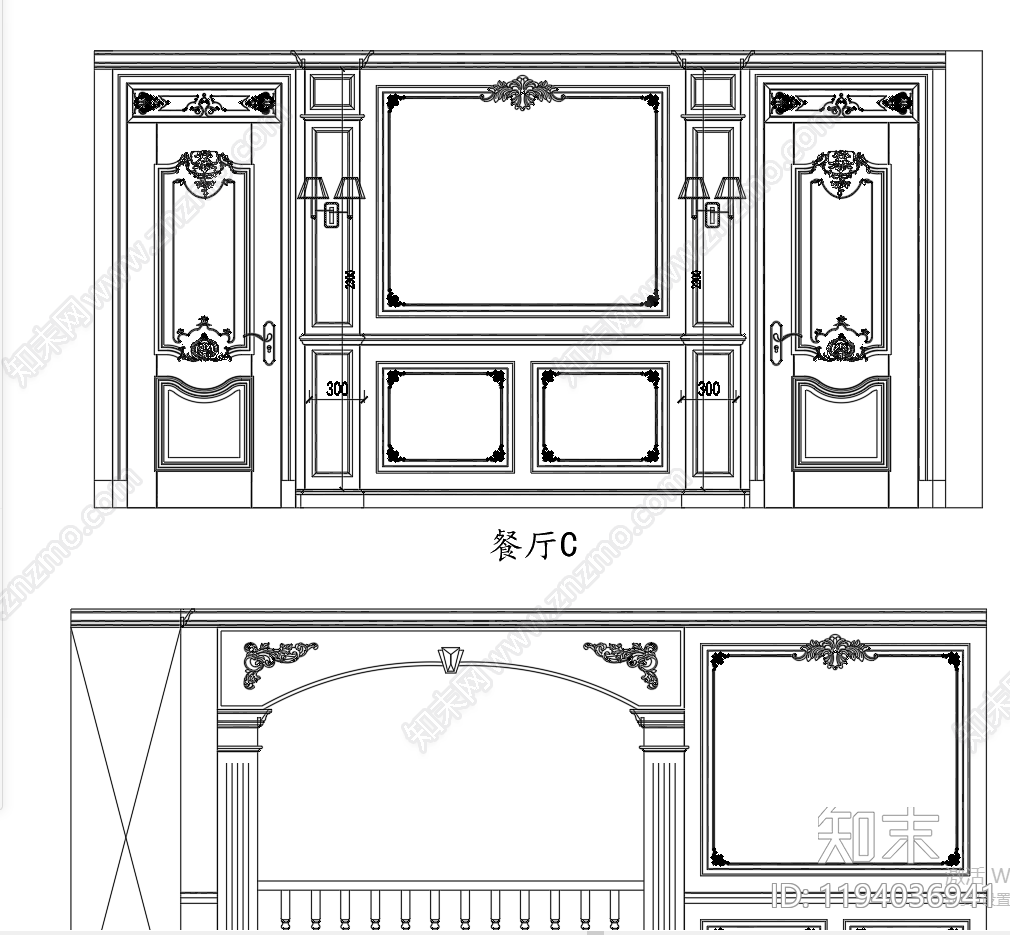 古典法式cad施工图下载【ID:1194036941】