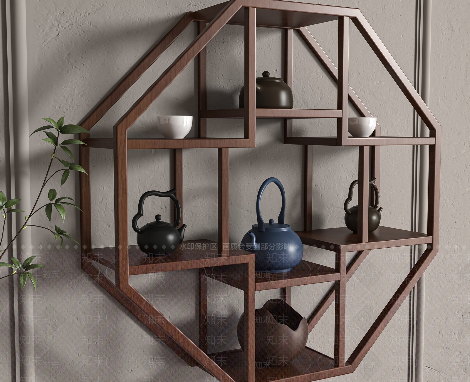 极简博古架3D模型下载【ID:1194037463】