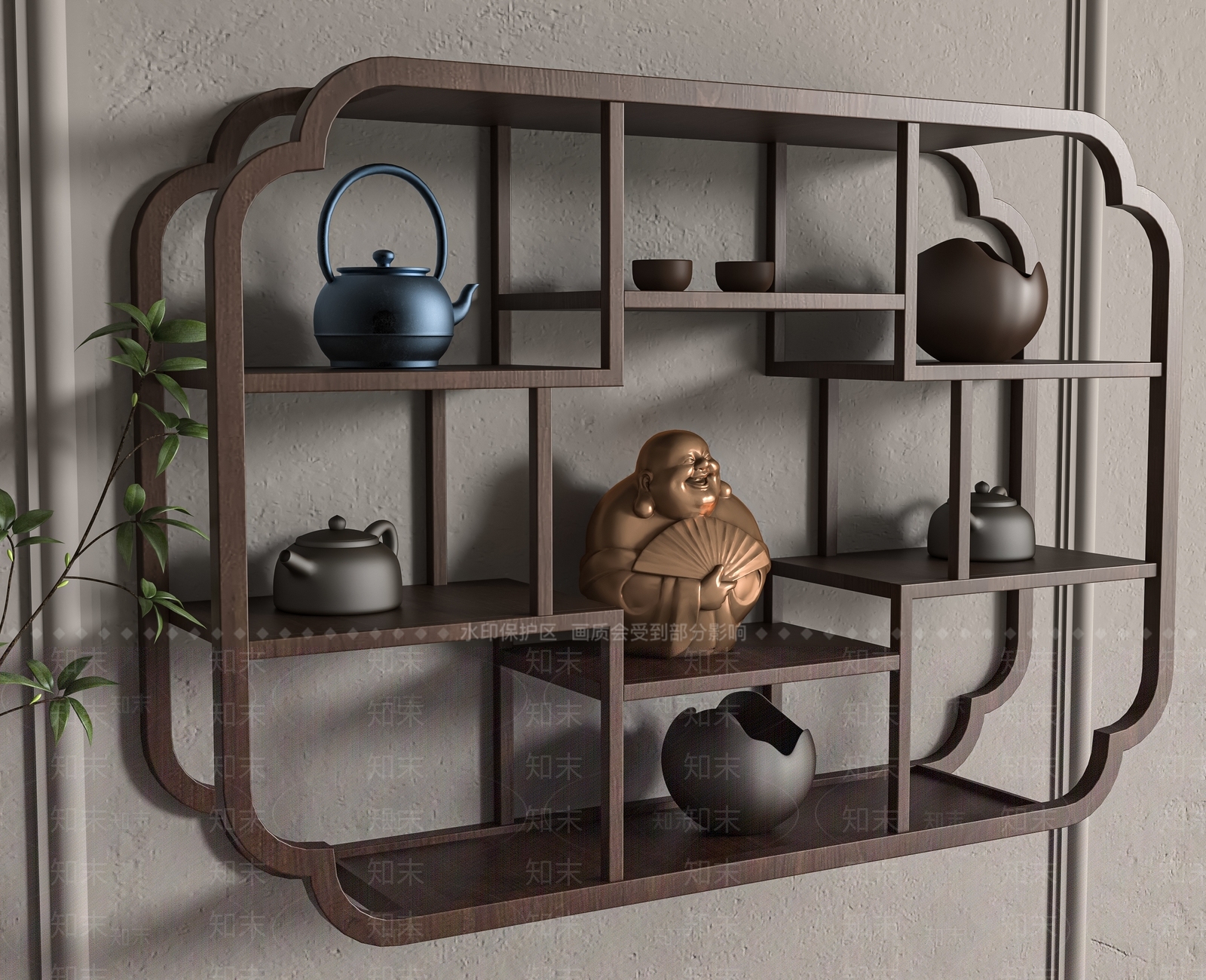 新中式博古架3D模型下载【ID:1194038660】