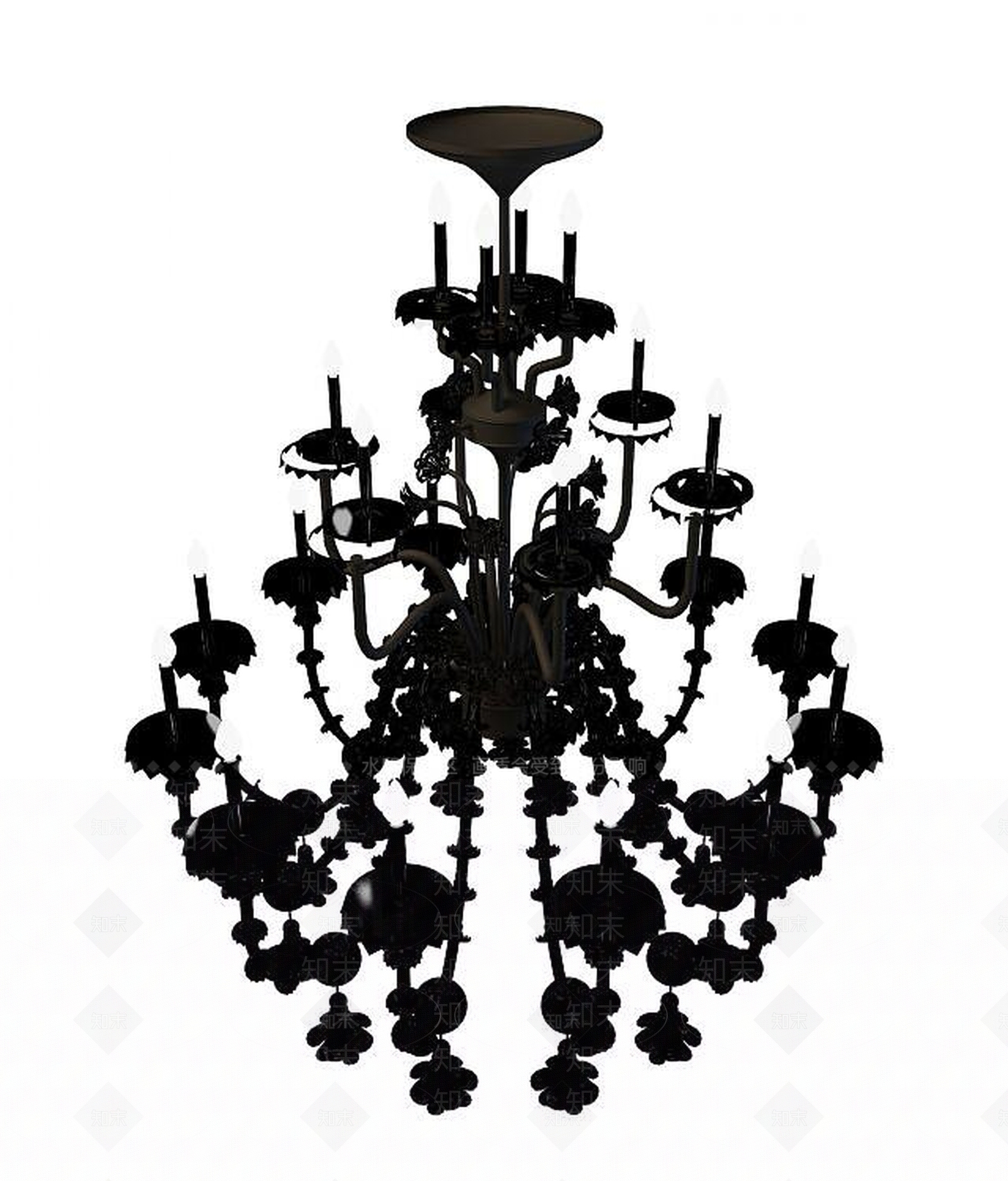 现代古典铁艺吊灯3D模型下载【ID:1194040992】