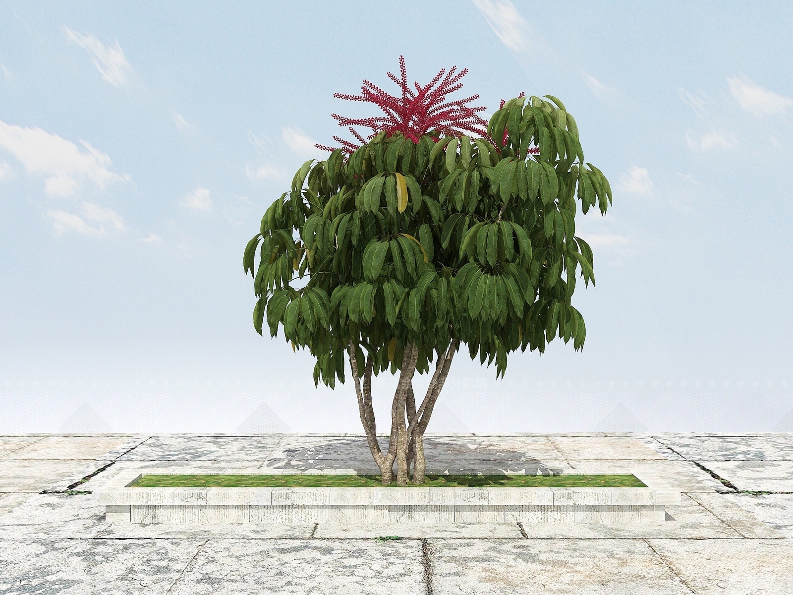现代有形开花景观植物3D模型下载【ID:1194040925】