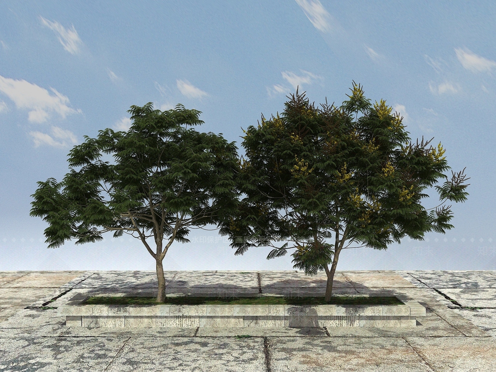现代有形开花景观植物3D模型下载【ID:1194041022】