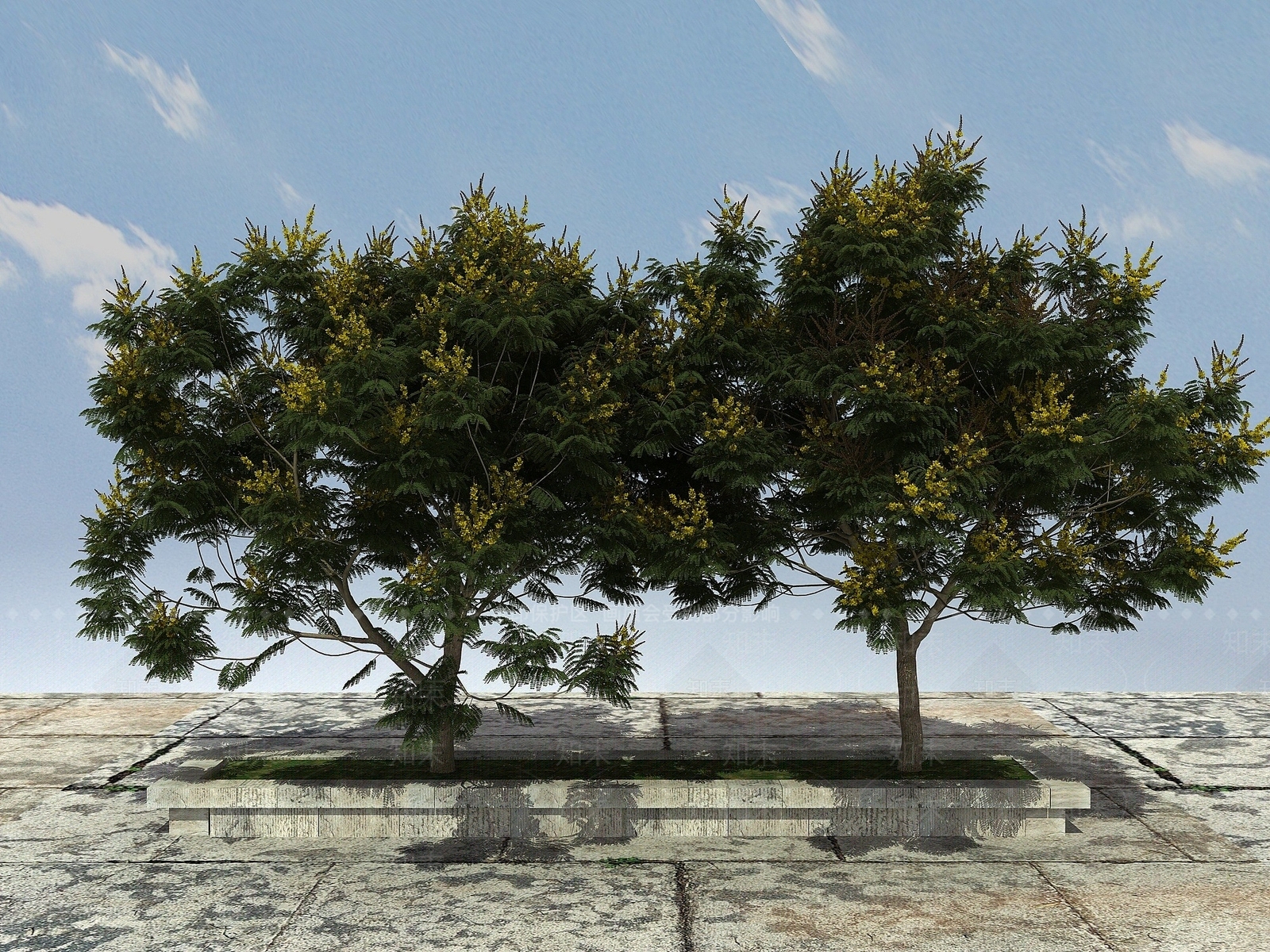 现代有形开花景观植物3D模型下载【ID:1194041007】