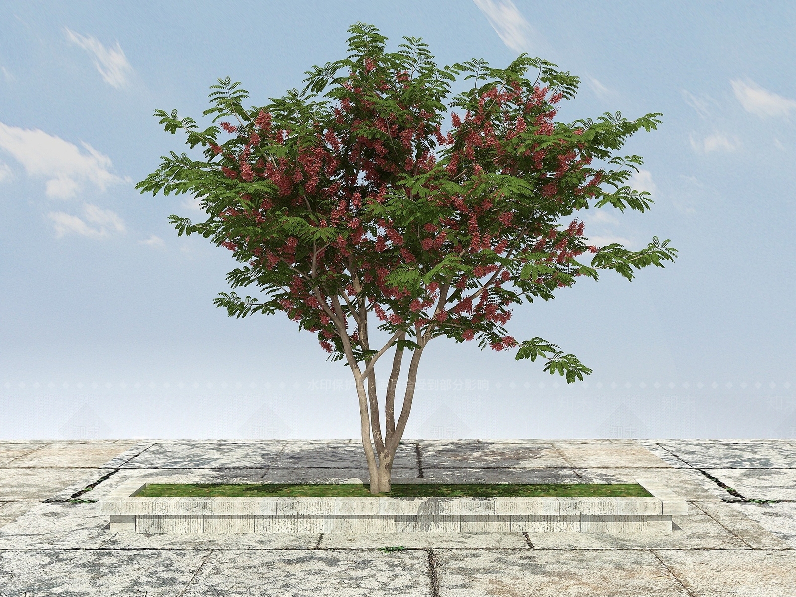 现代有形开花景观植物3D模型下载【ID:1194041146】