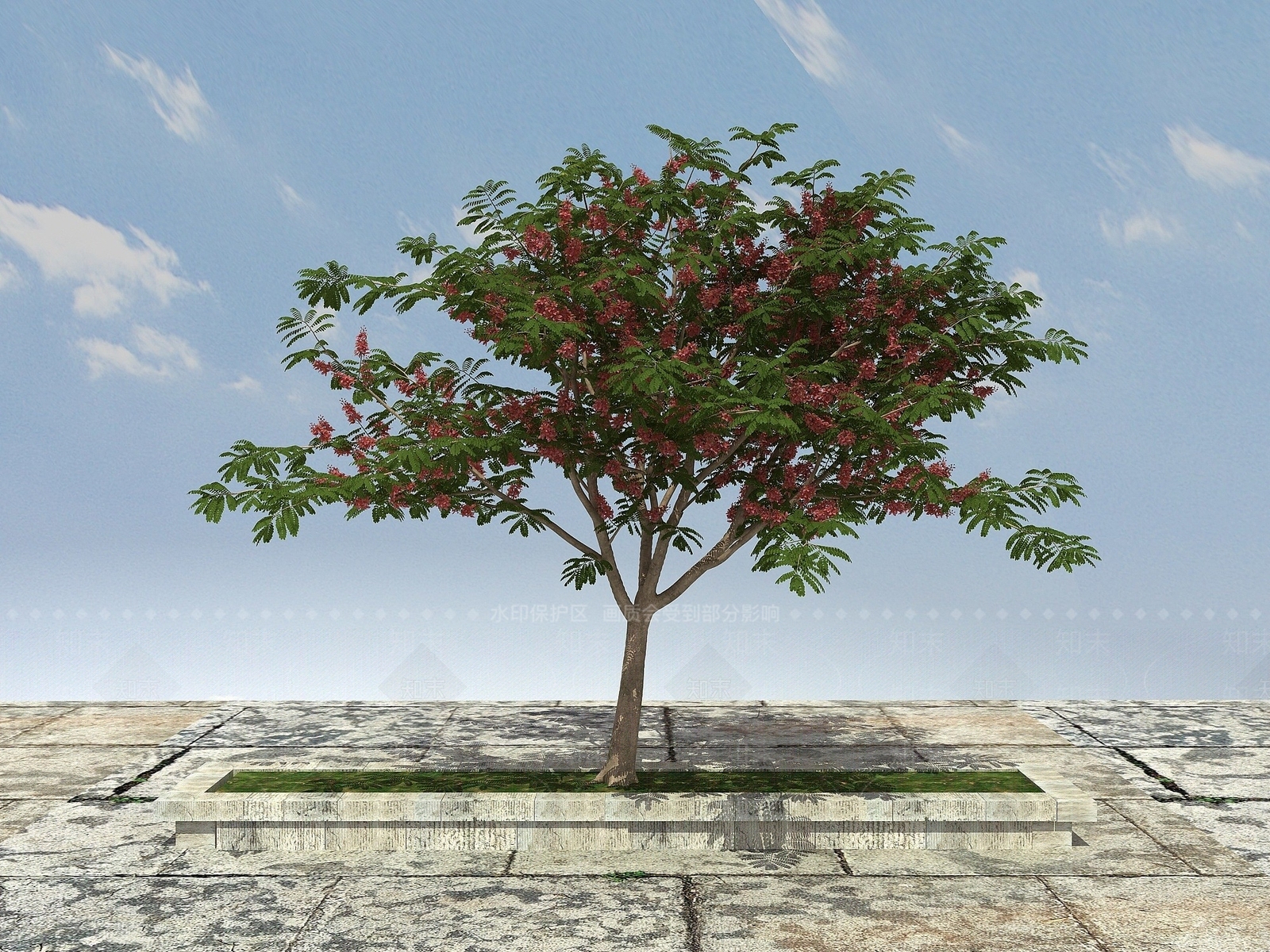 现代有形开花景观植物3D模型下载【ID:1194041290】