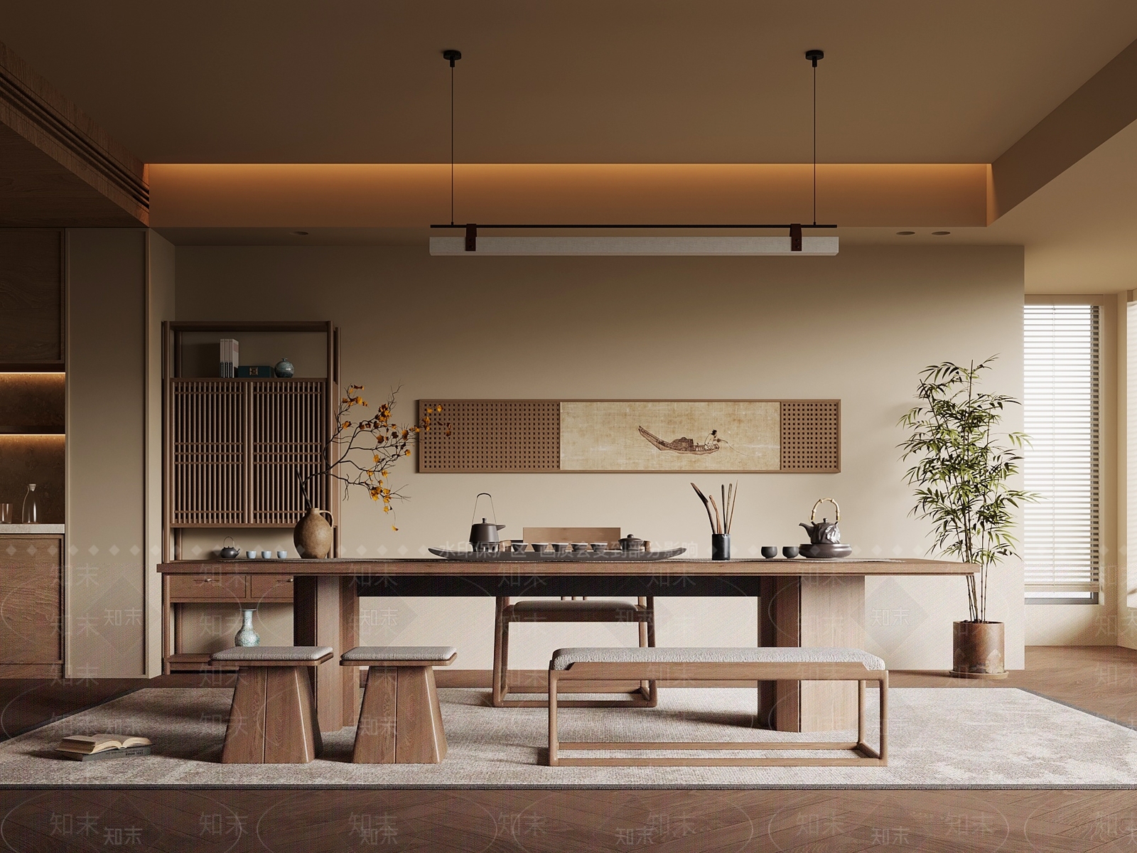 新中式茶室3D模型下载【ID:1194041271】