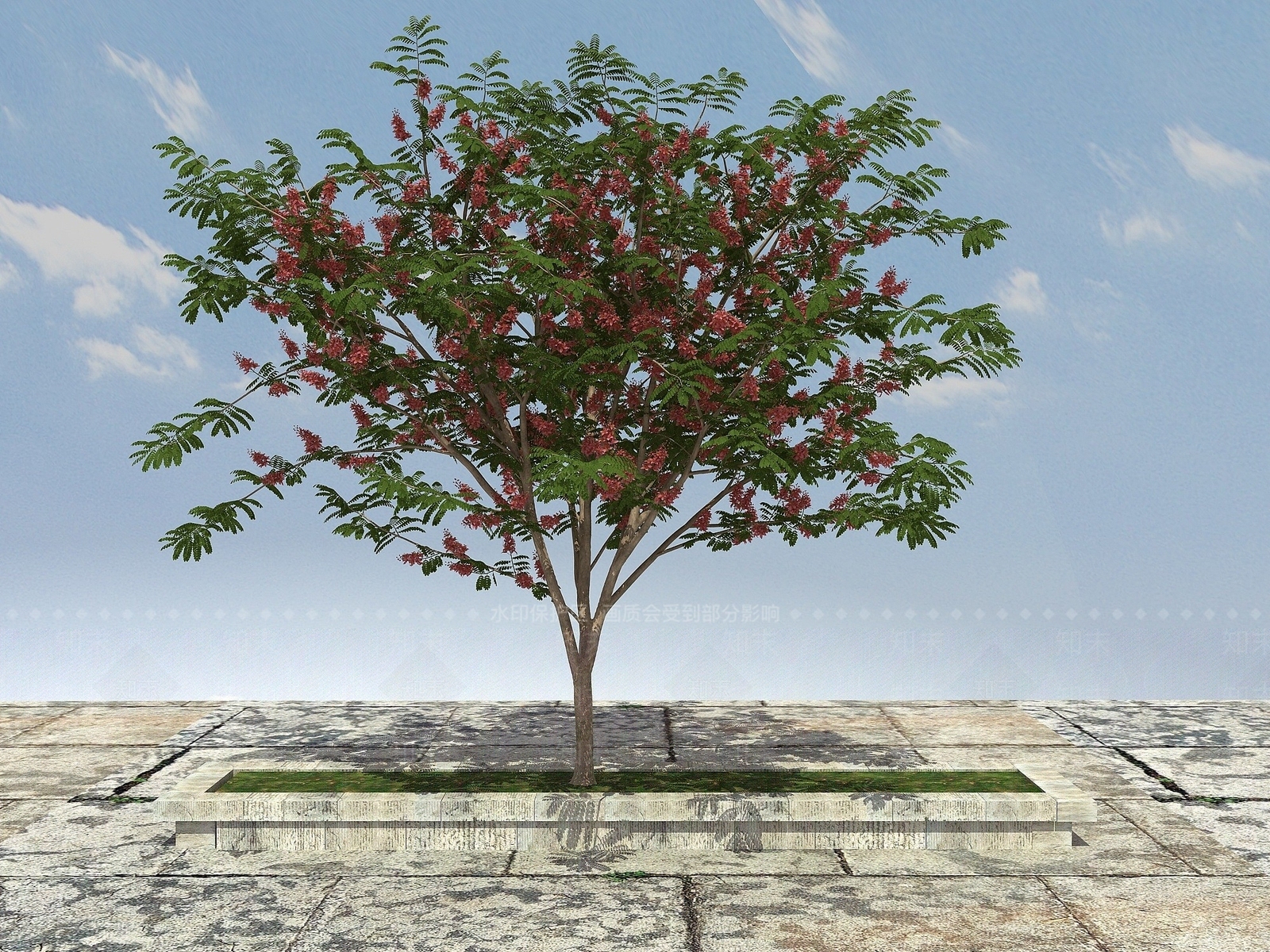 现代有形开花景观植物3D模型下载【ID:1194041238】