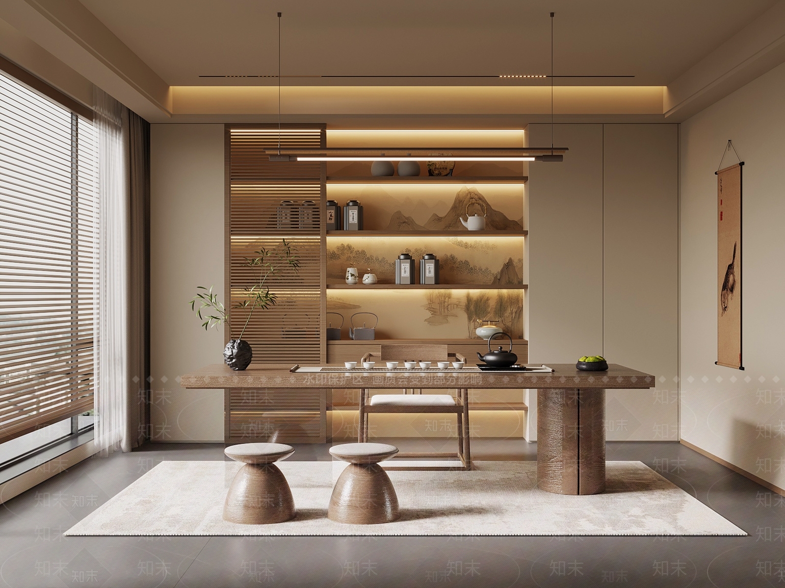 新中式茶室3D模型下载【ID:1194041513】