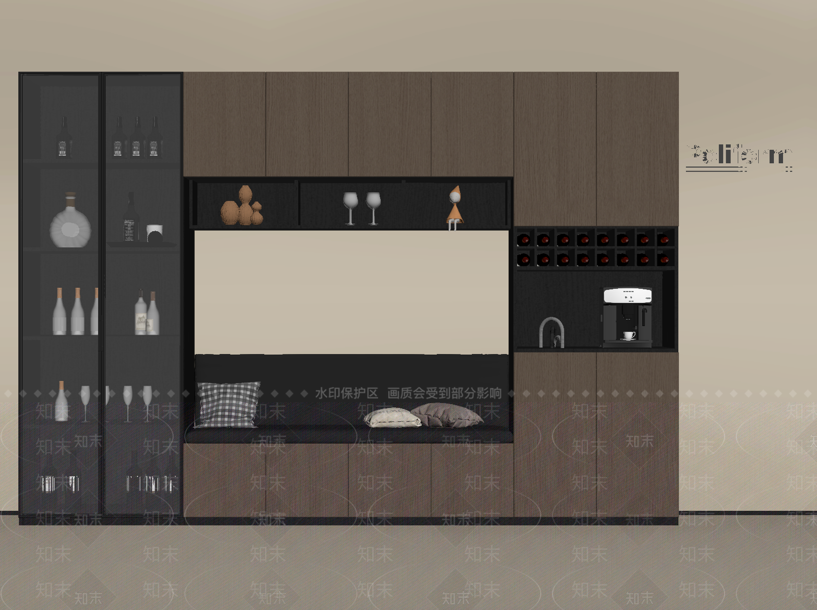 现代酒柜SU模型下载【ID:1194042645】
