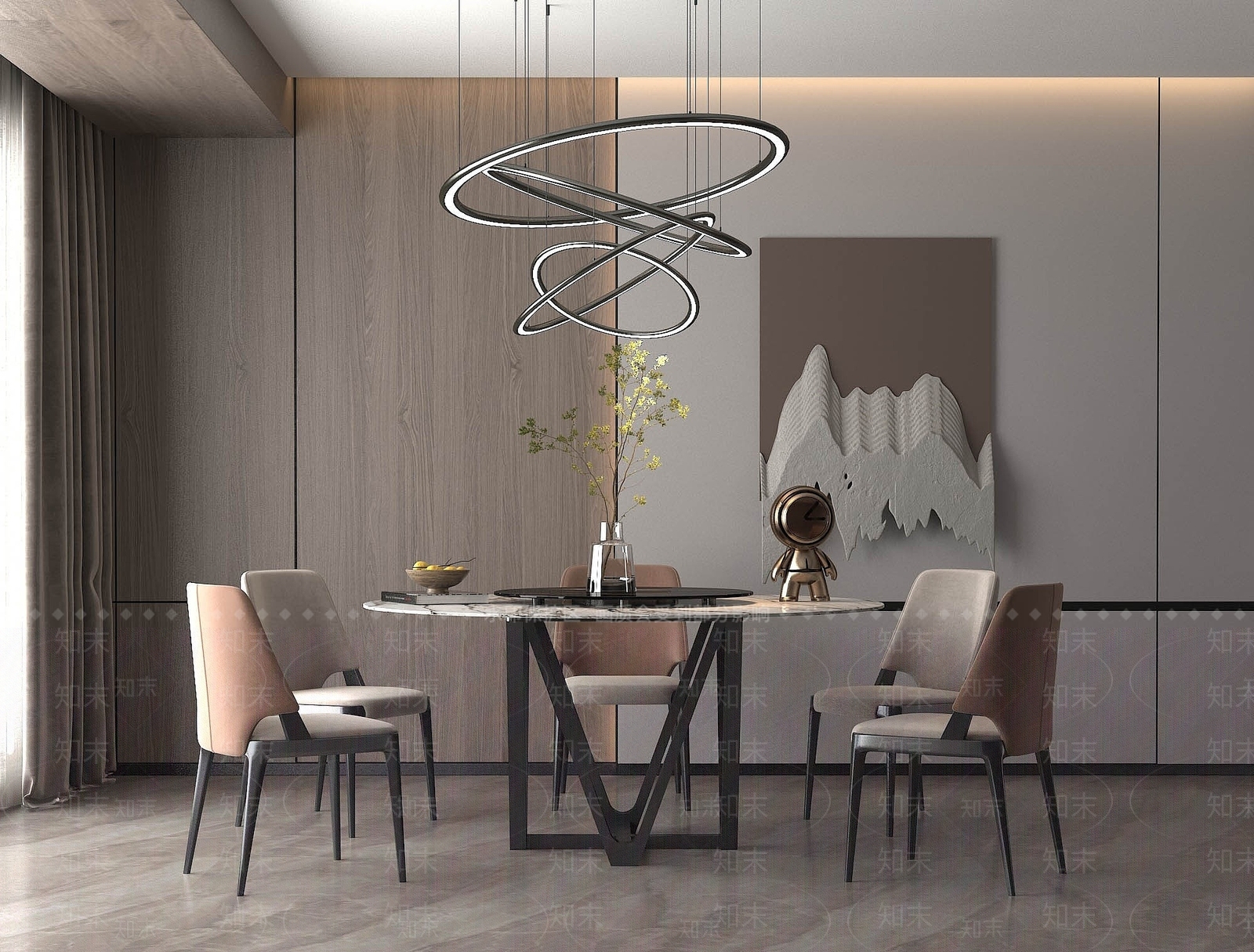 现代圆形餐桌3D模型下载【ID:1194042960】