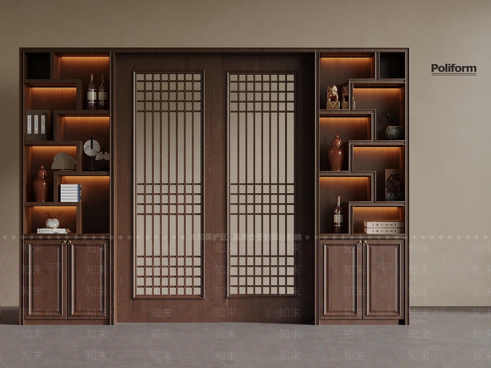 新中式酒柜3D模型下载【ID:1194043574】