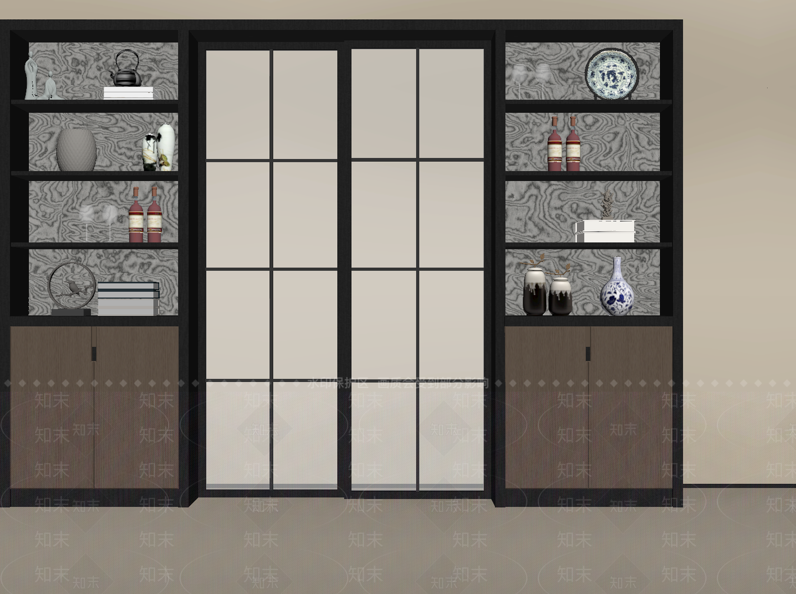 现代意式酒柜SU模型下载【ID:1194043864】