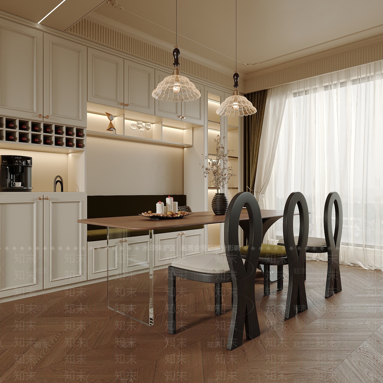 法式客餐厅SU模型下载【ID:1194044508】