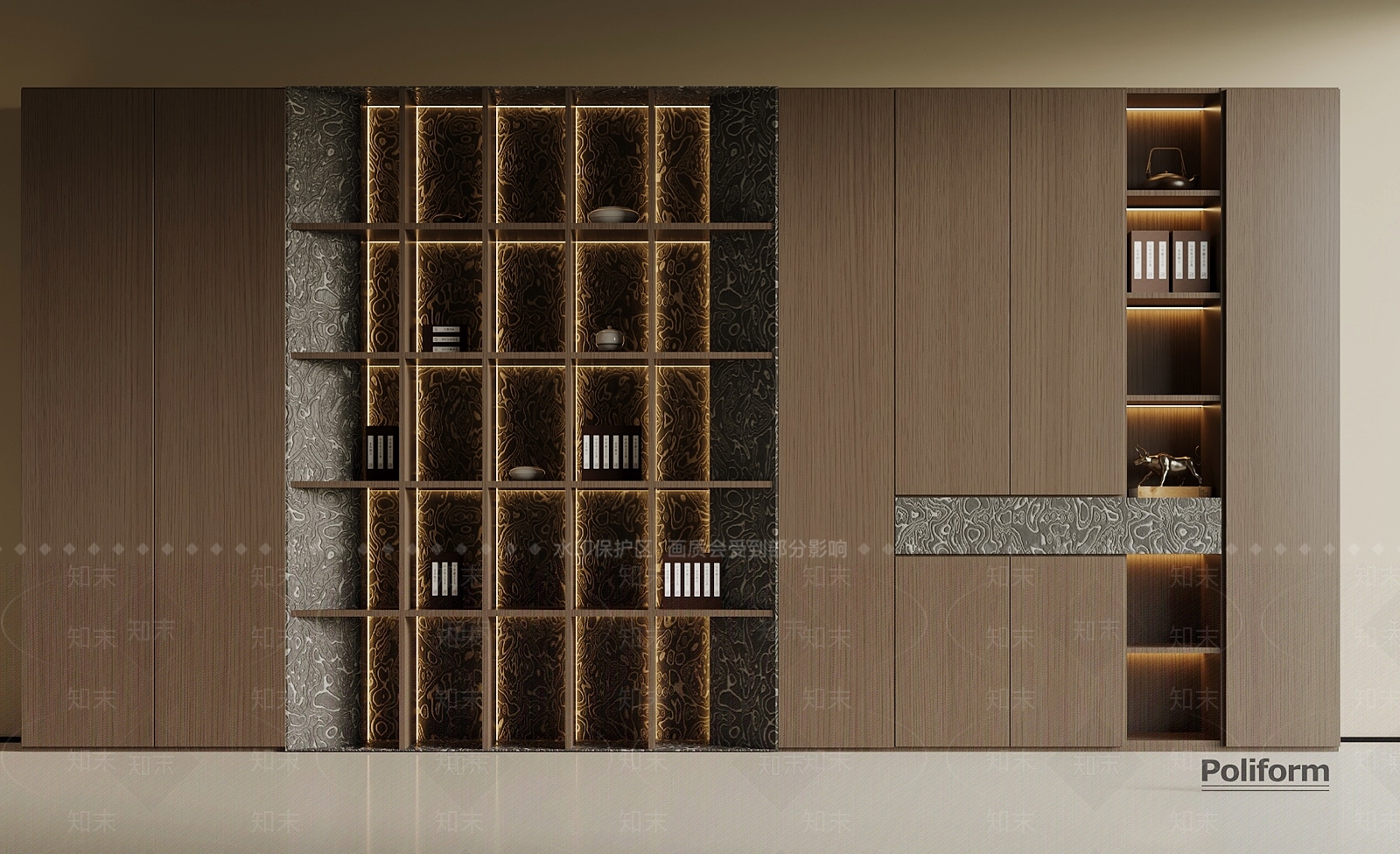 现代意式书柜3D模型下载【ID:1194045706】