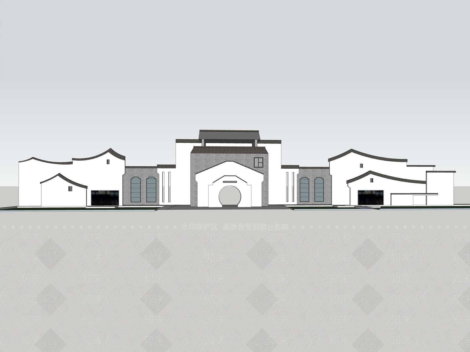 新中式中式古建筑SU模型下载【ID:1194194060】
