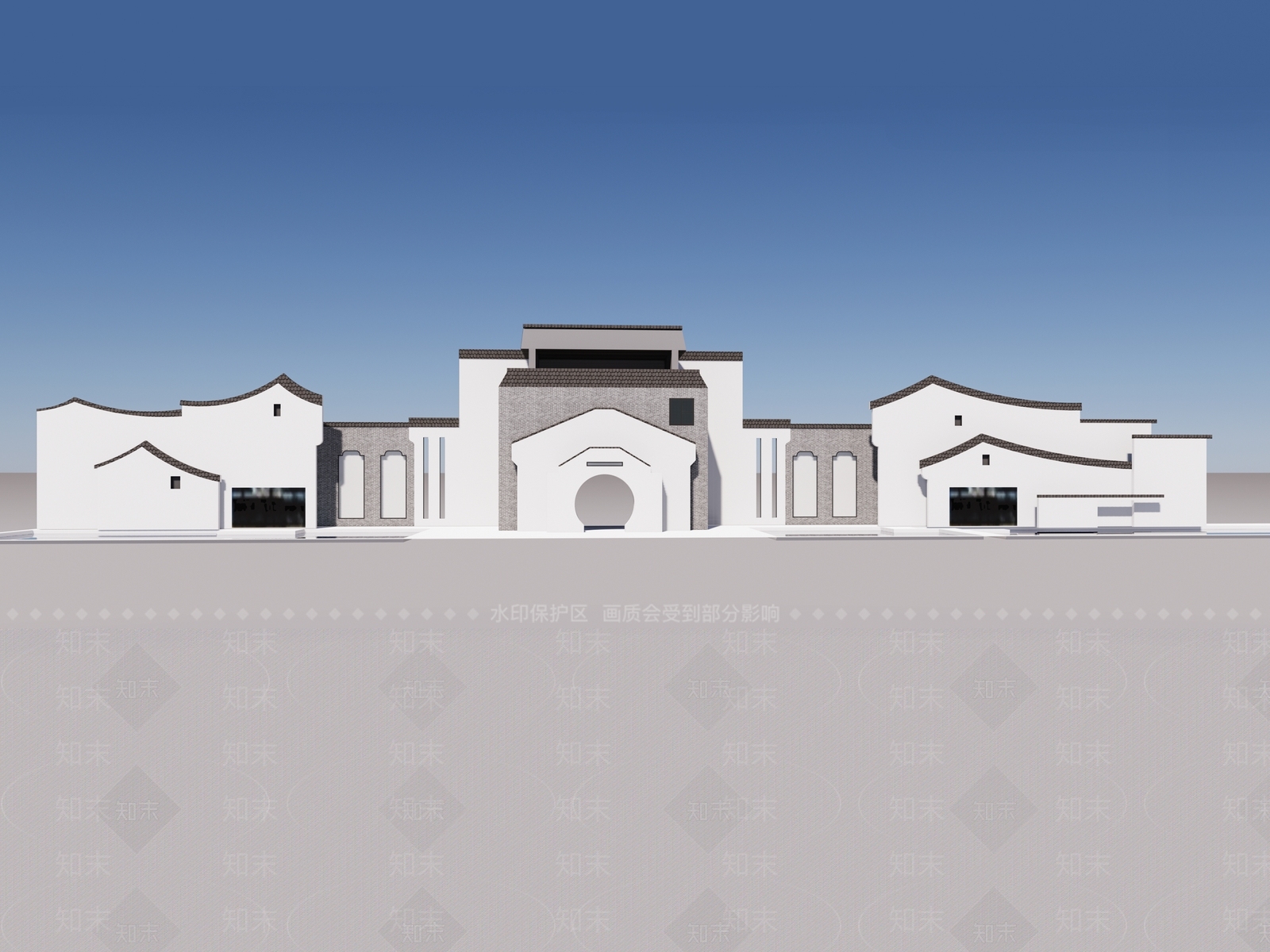 新中式中式古建筑SU模型下载【ID:1194194060】
