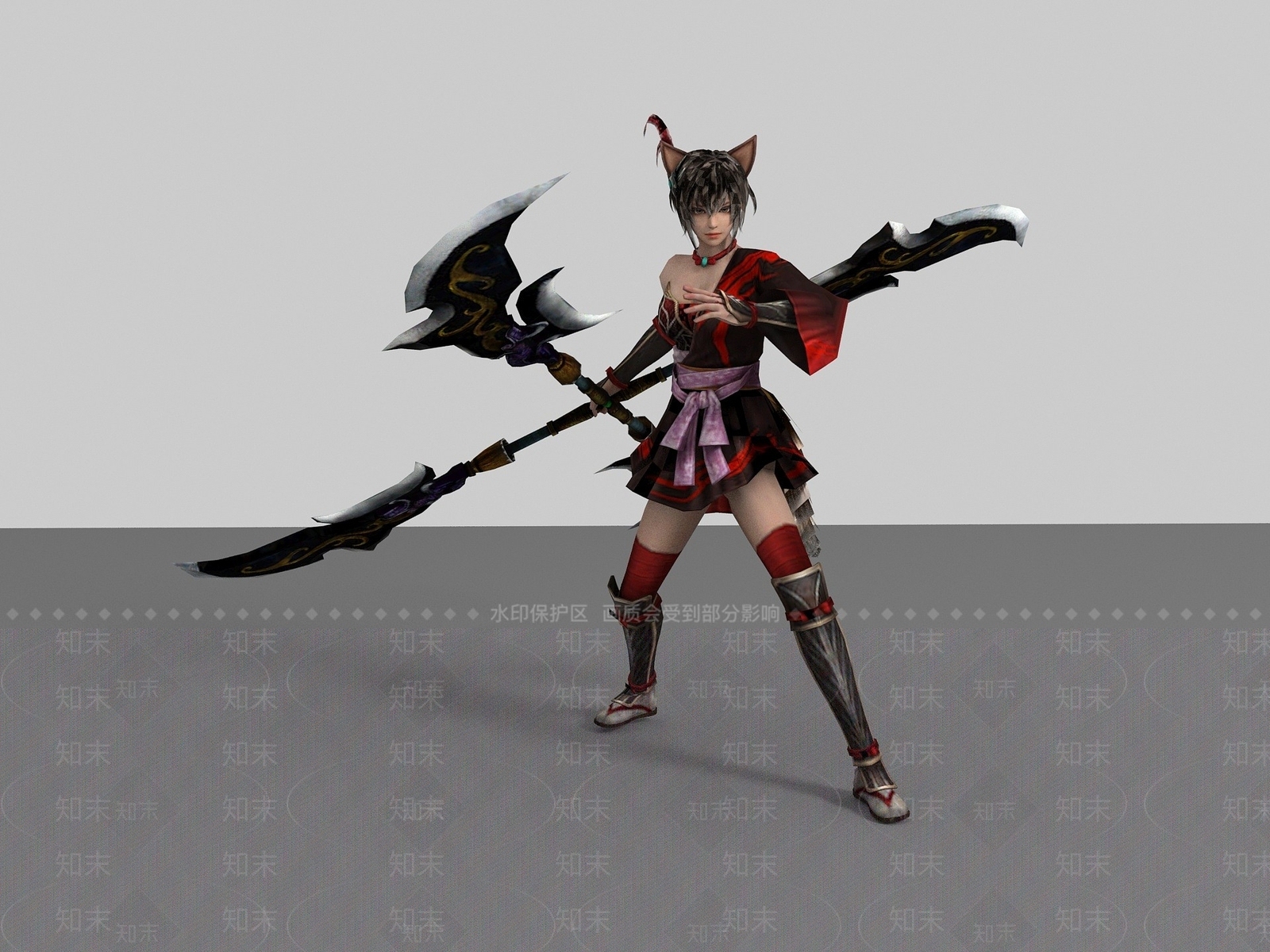现代游戏角色双武器美女3D模型下载【ID:1194046692】