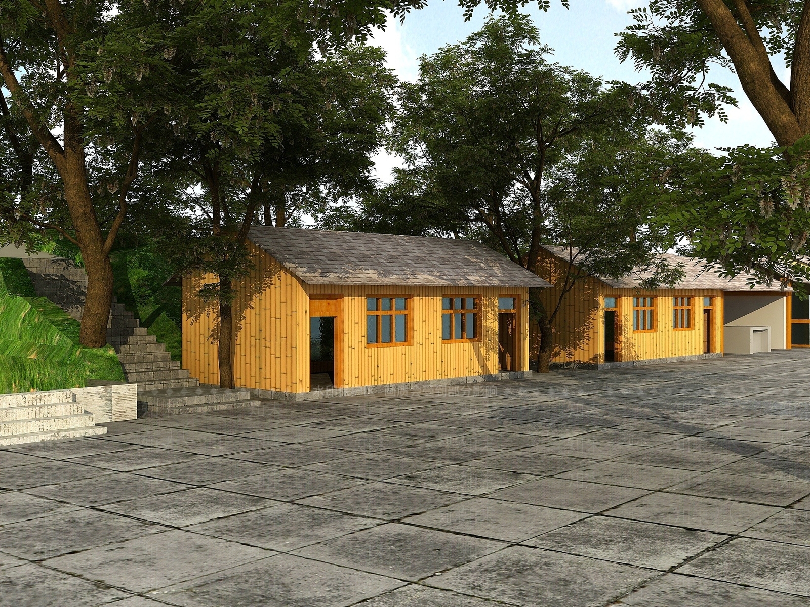 现代中式竹房子3D模型下载【ID:1194047353】